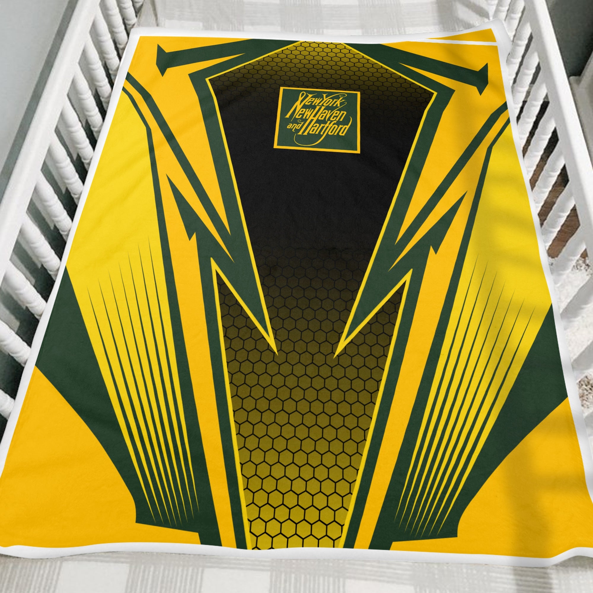 Railspirit New York, New Haven and Hartford Railroad Blanket Lightning Graphic Style New Haven Railroad Blanket Gift Idea For Train Lover