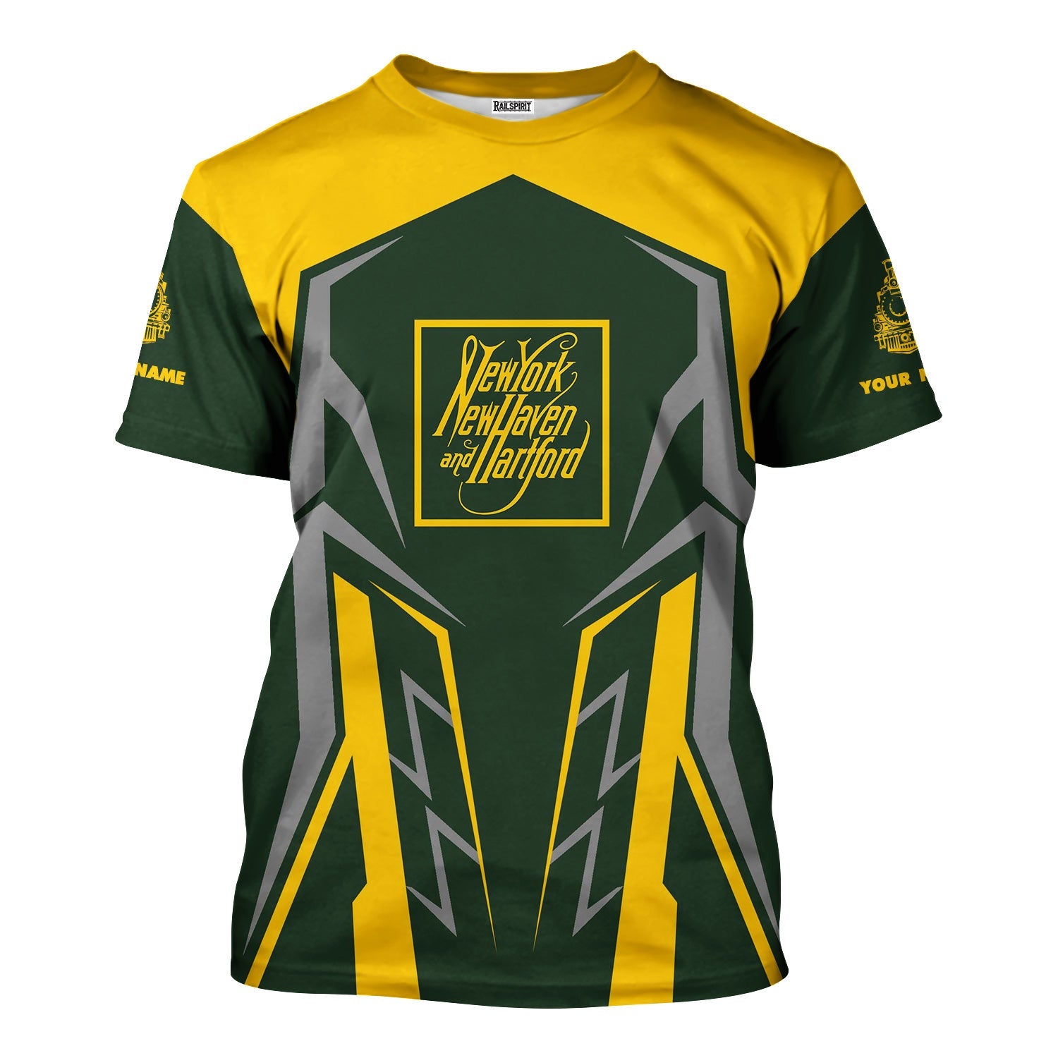 Railspirit Personalized New York, New Haven and Hartford Railroad T-Shirt Futuristic Design with Custom Job New Haven Railroad Train Shirt