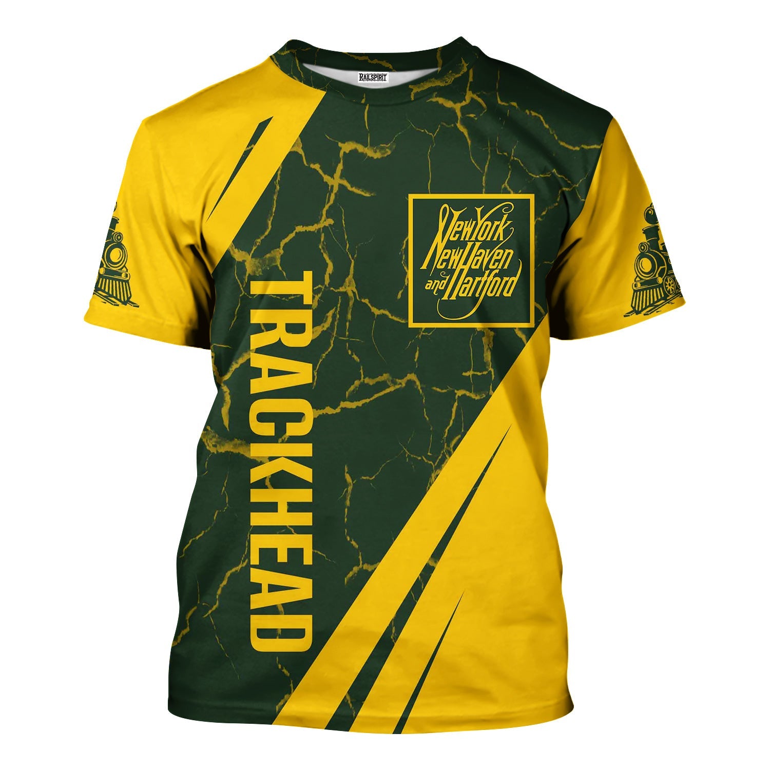 Railspirit Personalized New York, New Haven and Hartford Railroad T-Shirt Crackle Texture Style New Haven Railroad Shirt For Trackhead