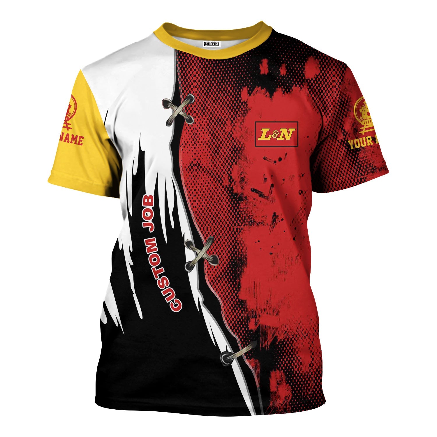 Railspirit Personalized Louisville and Nashville Railroad T-Shirt Retro Stitches Design with Custom Position L&N Train Shirt