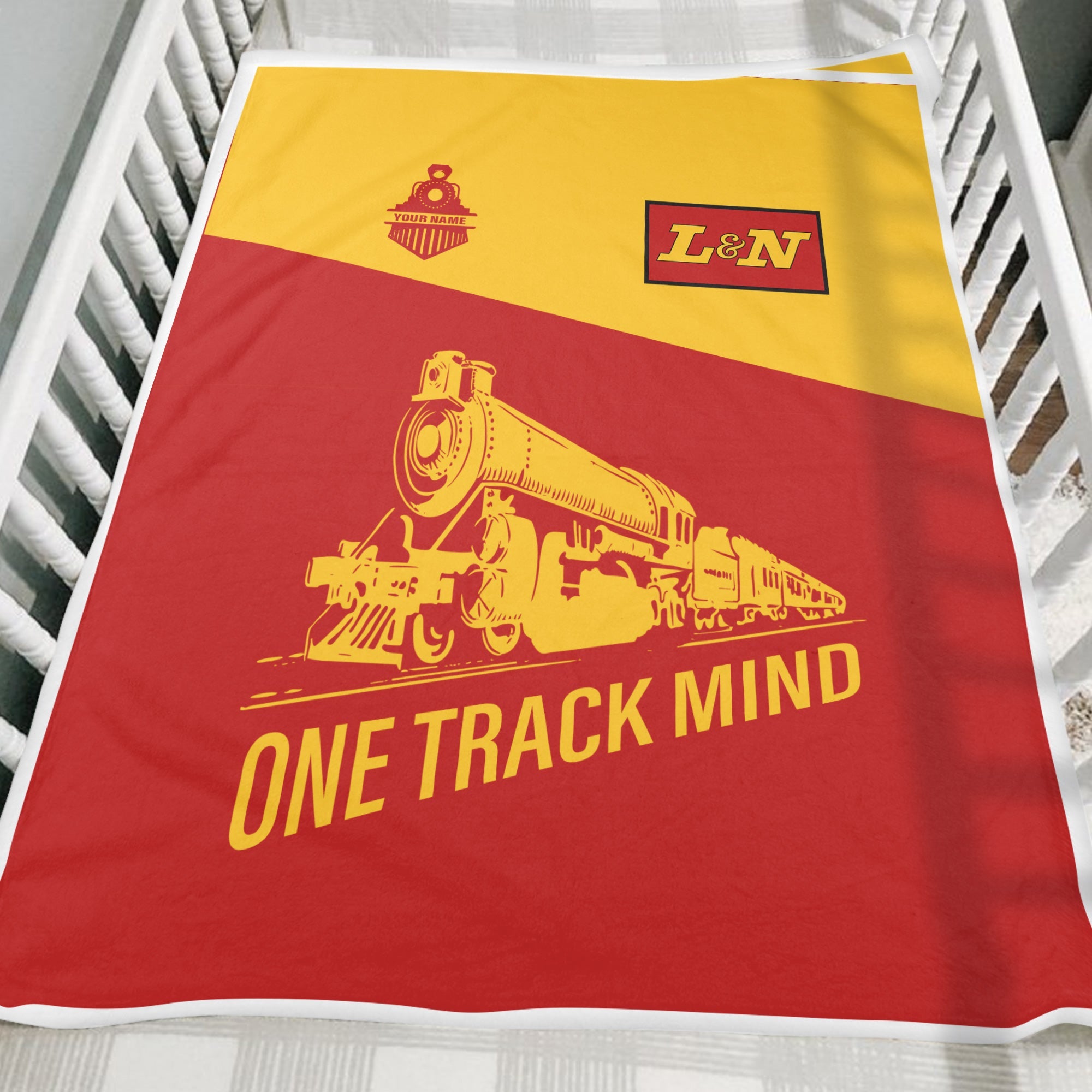 Railspirit Personalized Louisville and Nashville Railroad Blanket One Track Mind L&N Train Blanket Gift Idea For Train Lover