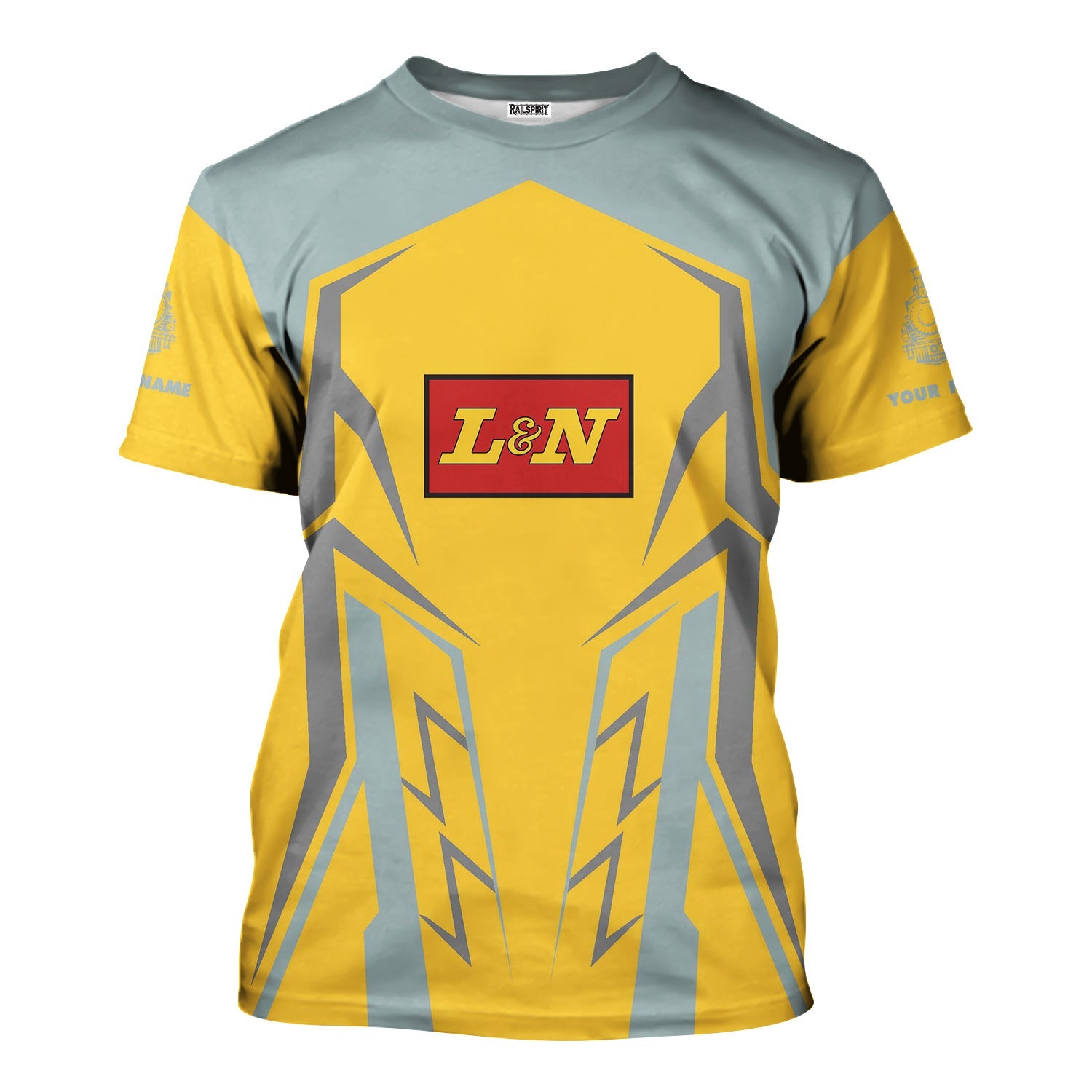 Railspirit Personalized Louisville and Nashville Railroad T-Shirt Futuristic Design with Custom Job L&N Train Shirt