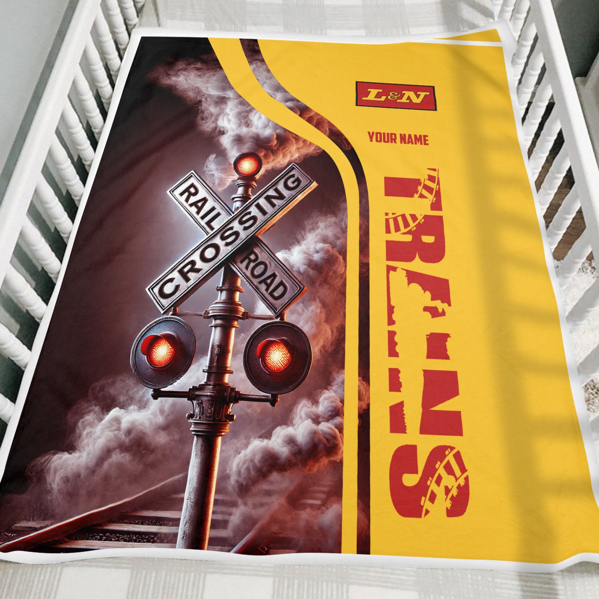 Railspirit Personalized Louisville and Nashville Railroad Blanket Railroad Crossing Sign L&N Blanket All Over Print