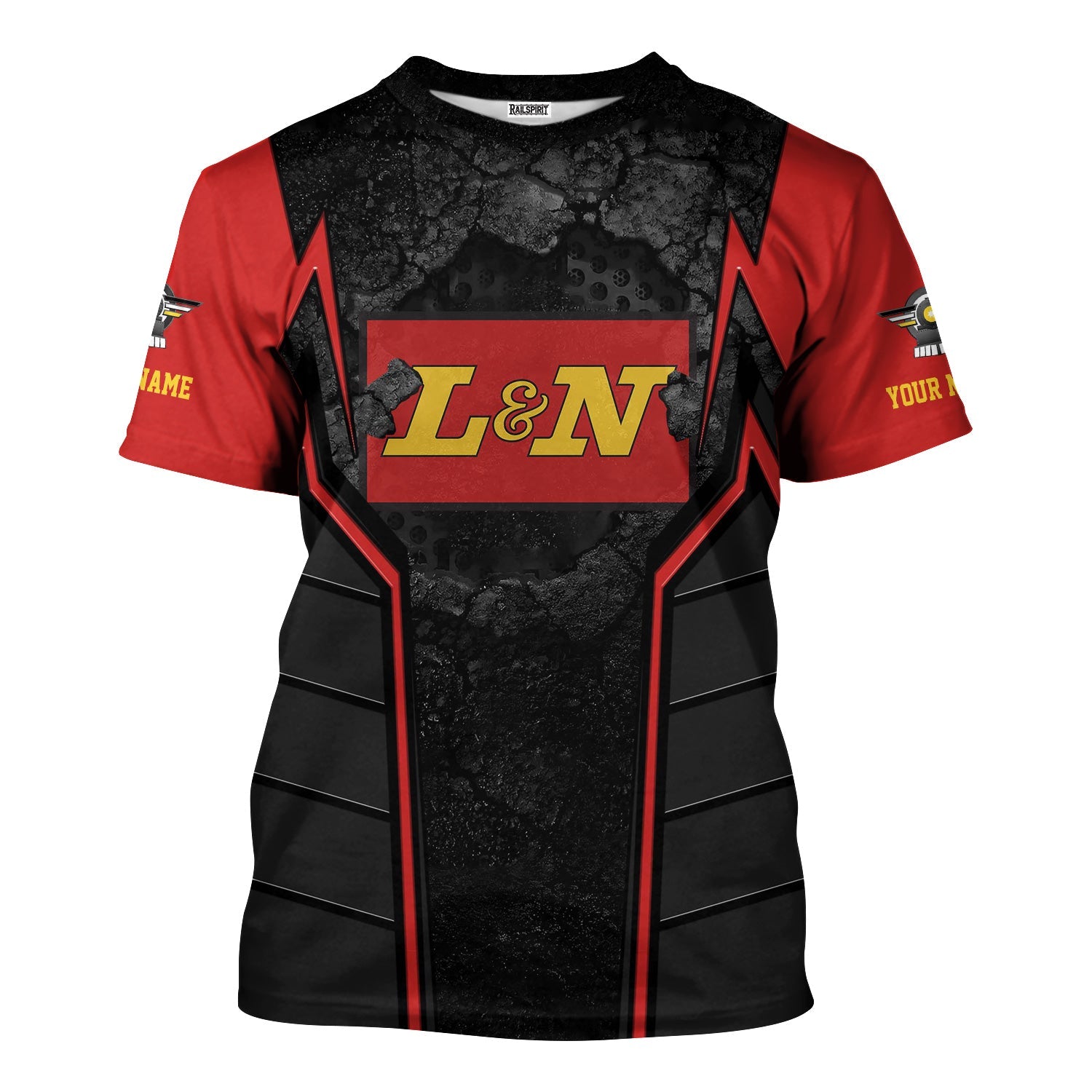 Railspirit Personalized Louisville and Nashville Railroad T-Shirt Cracked Metal Design L&N Train Shirt for Rail Enthusiasts