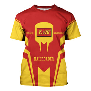 Railspirit Personalized Louisville and Nashville Railroad T-Shirt Custom Year Railroader L&N Shirt Gift Idea For Train Lover