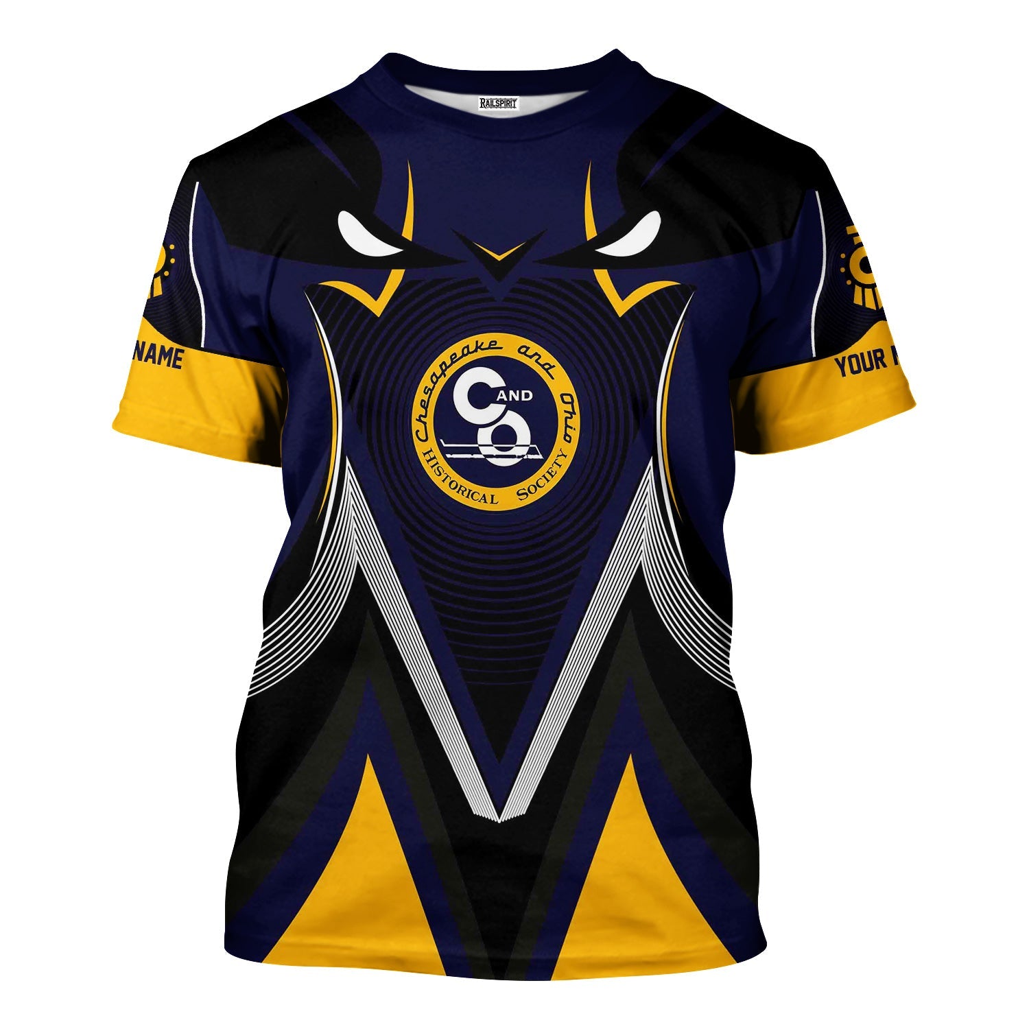 Railspirit Personalized Chesapeake and Ohio Railway T-Shirt Vibrant Graphic Pattern C&O Shirt For Train Enthusiasts