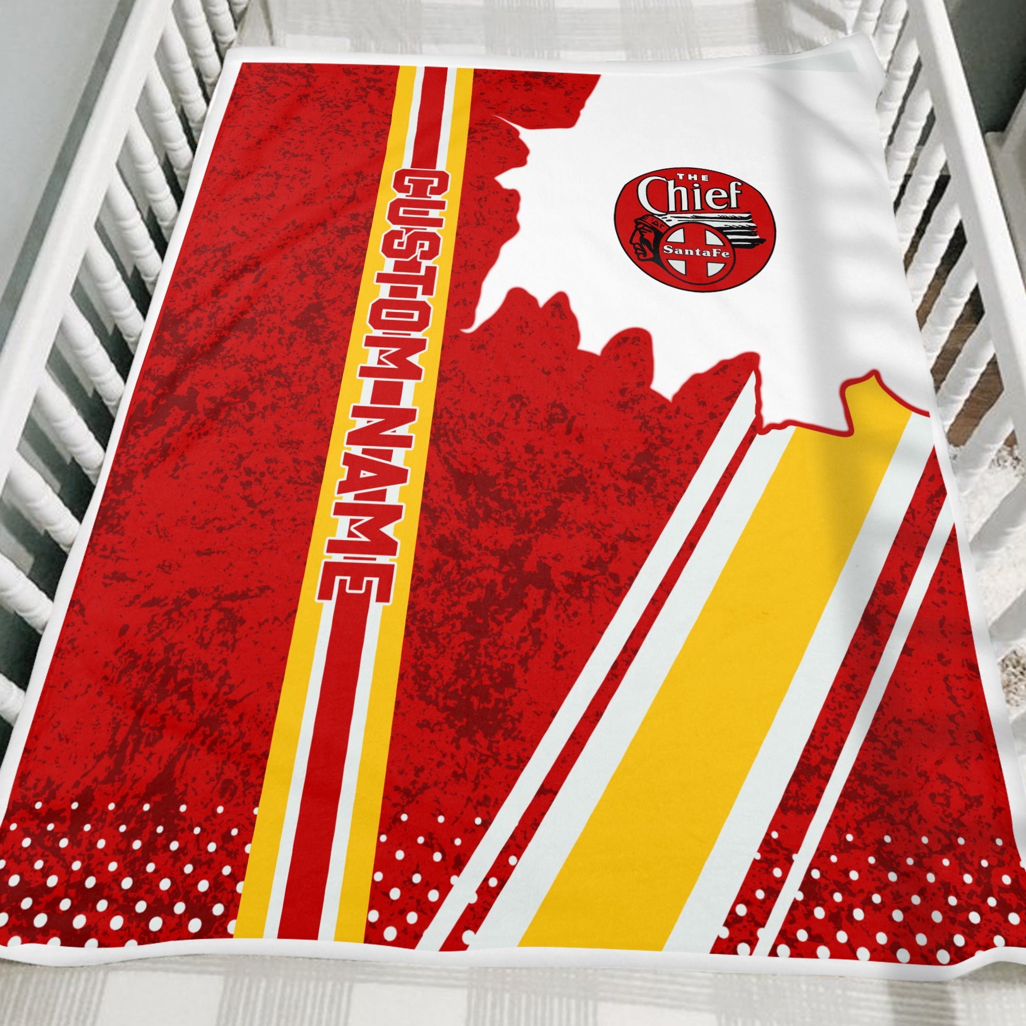 Railspirit Personalized The Chief Santa Fe Railroad Blanket Vintage All Over Printed Blanket