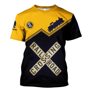 Railspirit Personalized Chesapeake and Ohio Railway T Shirt Railroad Crossing Printed Train Track Shirt