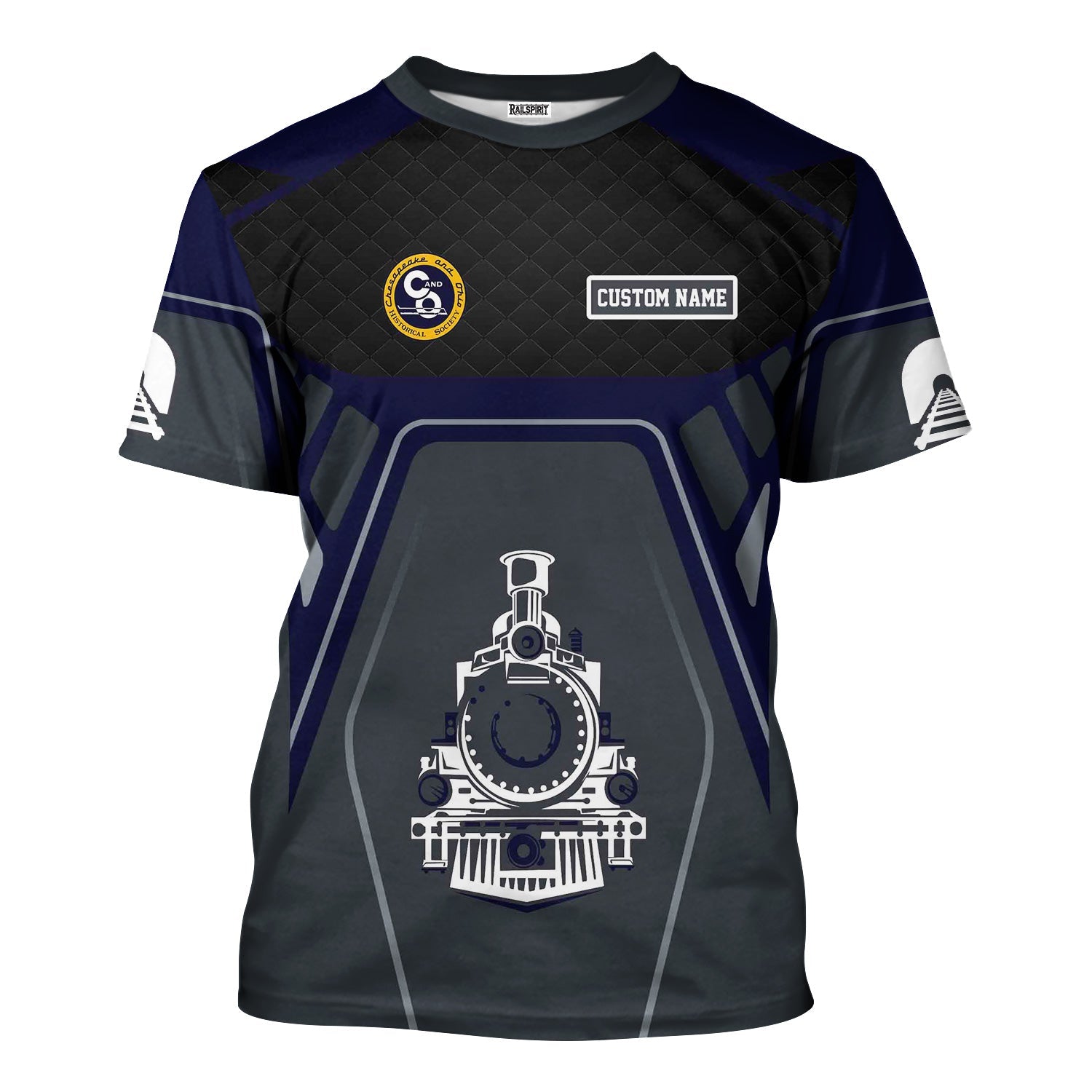 Railspirit Personalized Chesapeake and Ohio Railway T-Shirt Steam Locomotive Engine Graphic C&O Train Shirt All Over Print