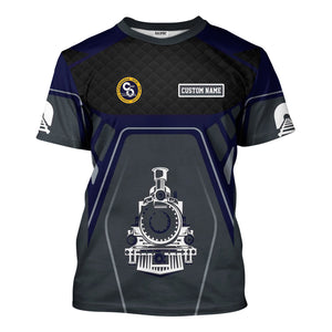 Railspirit Personalized Chesapeake and Ohio Railway T-Shirt Steam Locomotive Engine Graphic C&O Train Shirt All Over Print