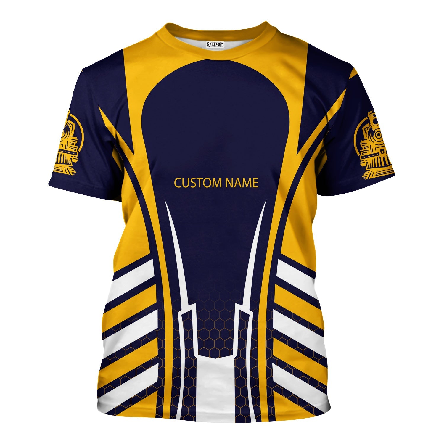 Railspirit Personalized Chesapeake and Ohio Railway T-Shirt Striped Railroad Style C&O Train Shirt All Over Print