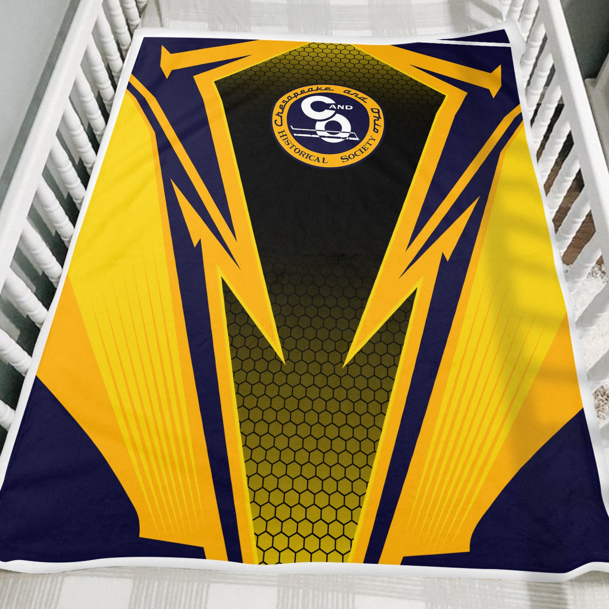 Railspirit Chesapeake and Ohio Railway Blanket Lightning Graphic Style C&O Blanket Gift Idea For Train Lover