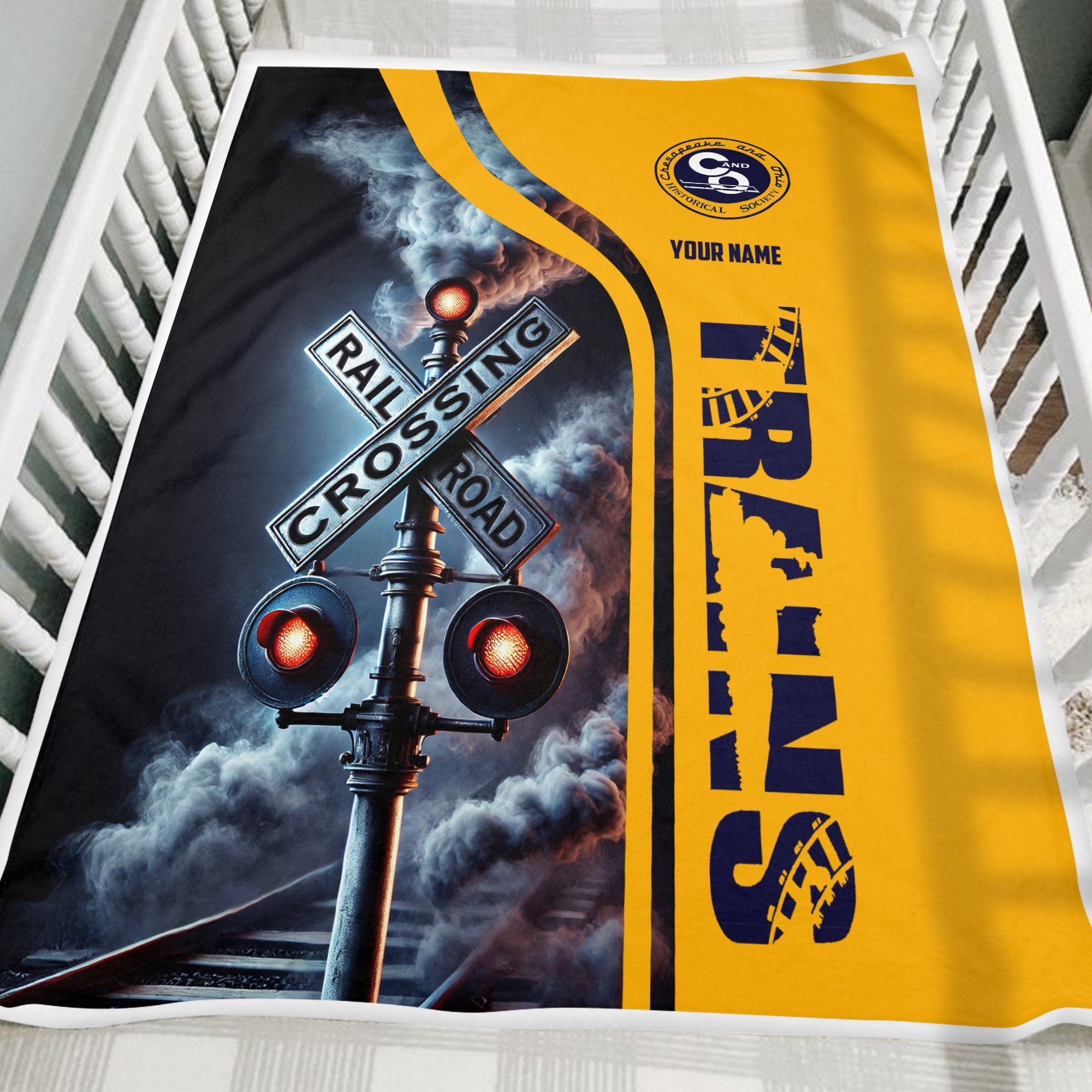 Railspirit Personalized Chesapeake and Ohio Railway Blanket Railroad Crossing Sign C&O Blanket All Over Print