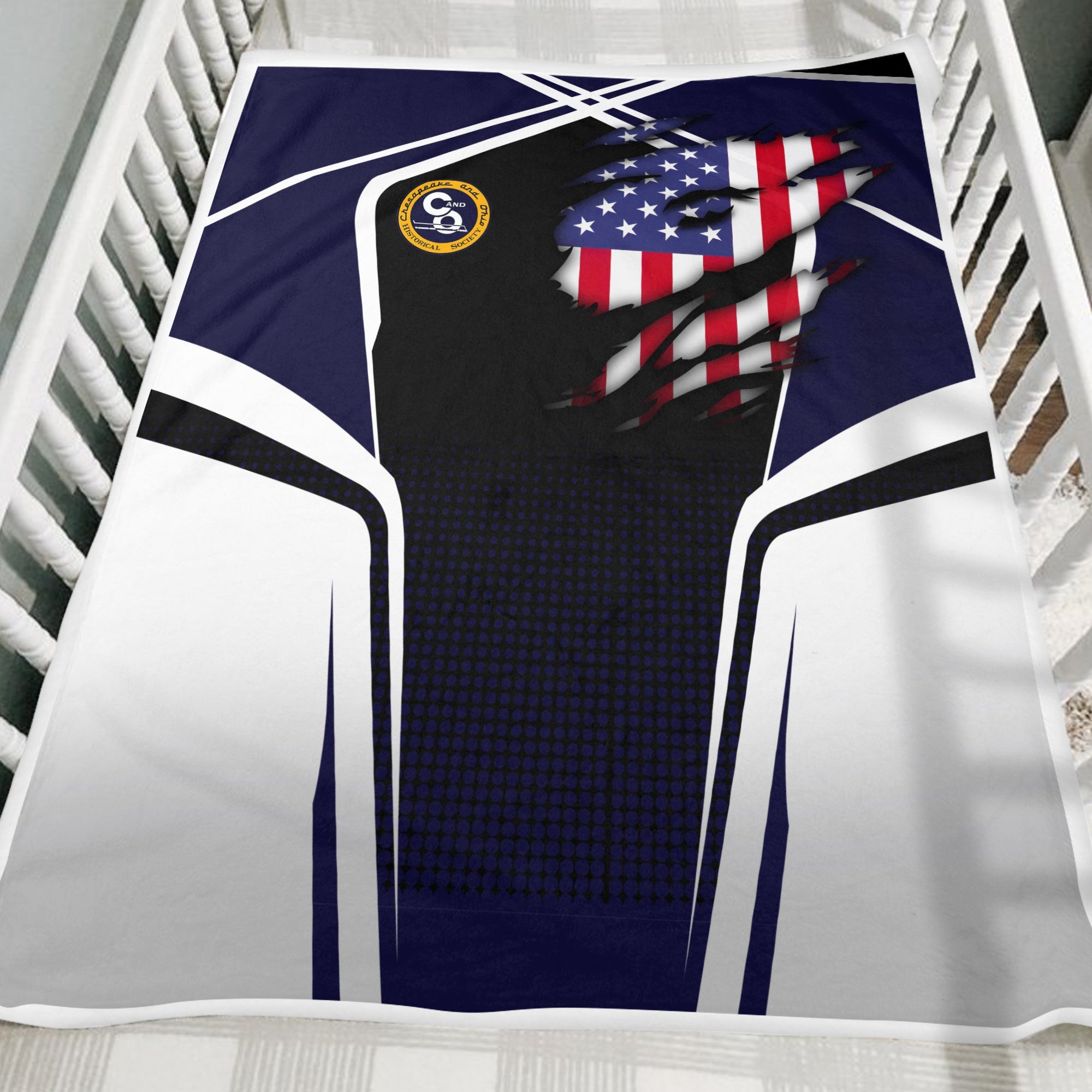 Railspirit Personalized Chesapeake and Ohio Railway Blanket American Vintage C&O All Over Printed Blanket