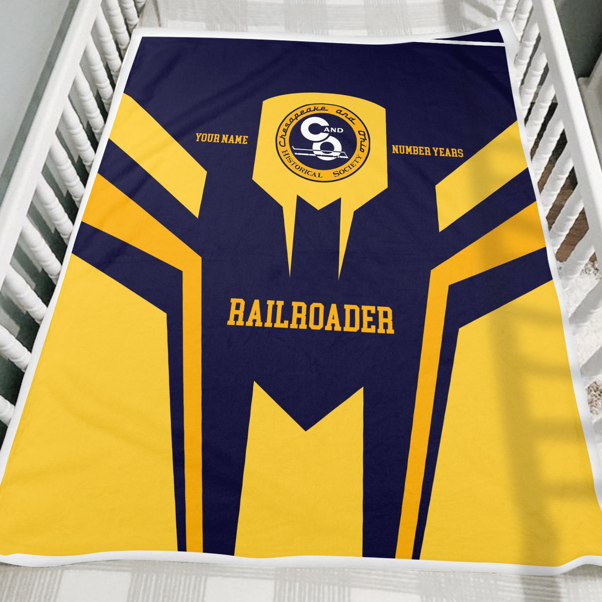 Railspirit Personalized Chesapeake and Ohio Railway Blanket Custom Year Railroader C&O Gift Idea For Train Lover
