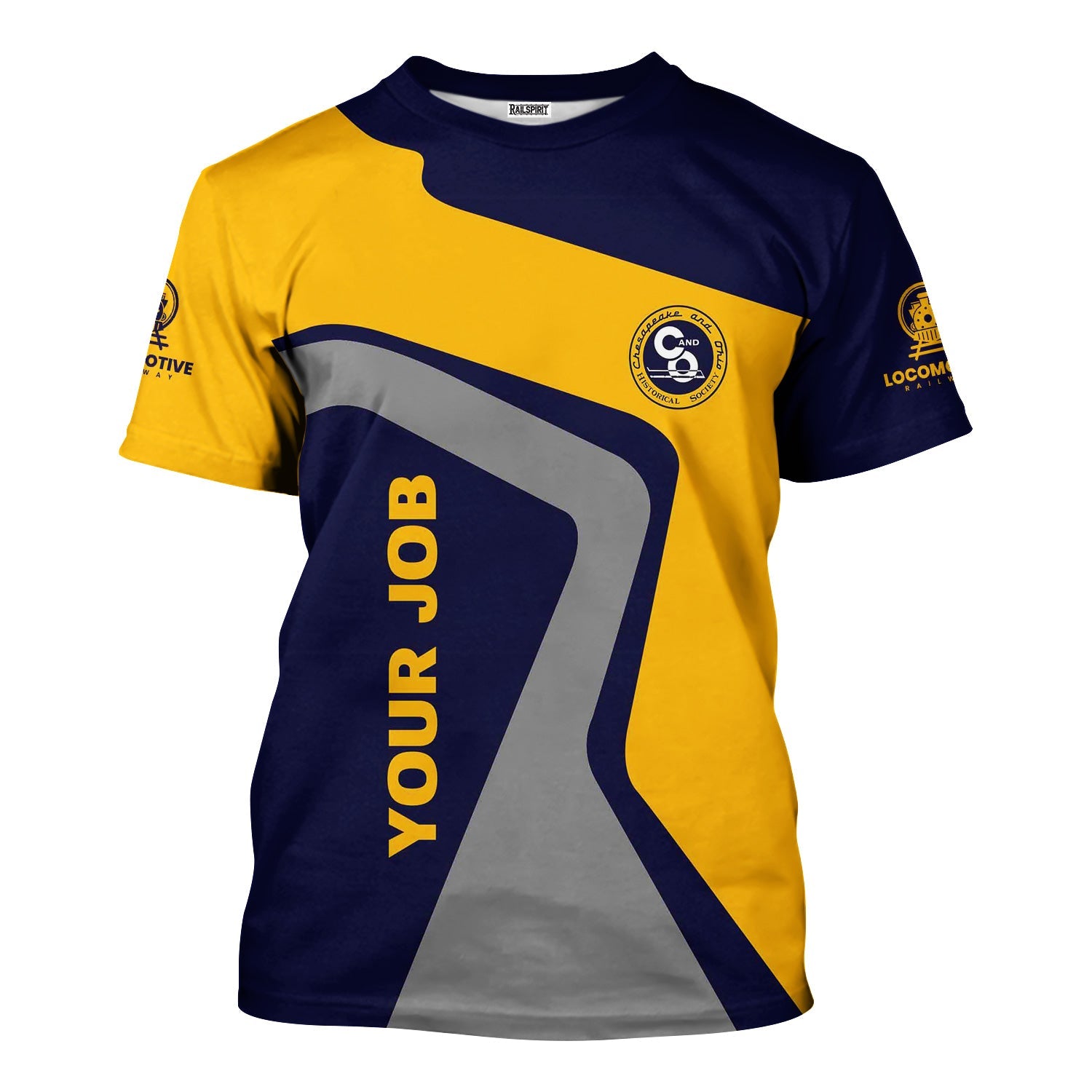 Railspirit Personalized Chesapeake and Ohio Railway T-Shirt Unique Design with Custom Job Position C&O Train Shirt