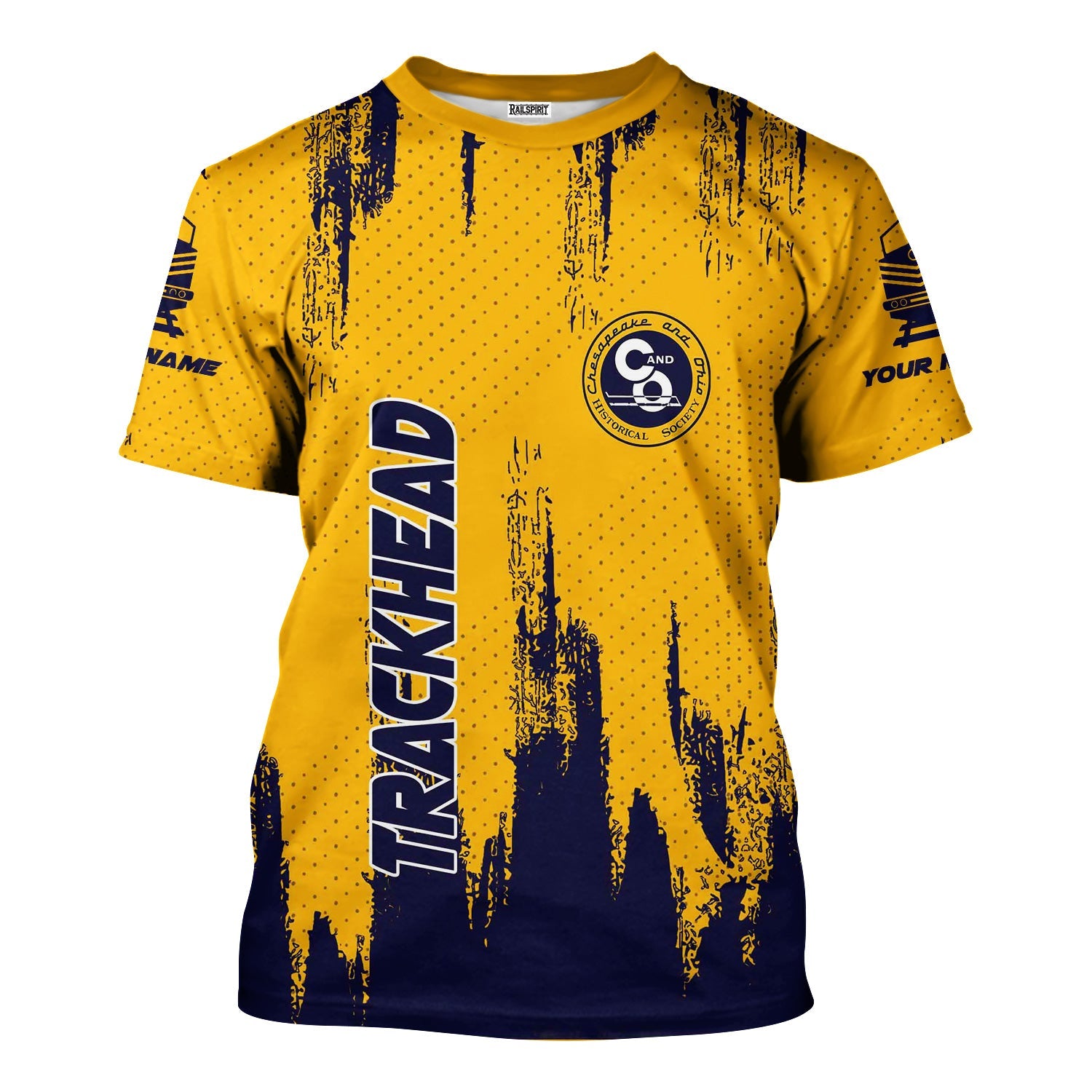 Railspirit Personalized Chesapeake and Ohio Railway T-Shirt Paint Impact Design C&O Train Shirt for Trackhead