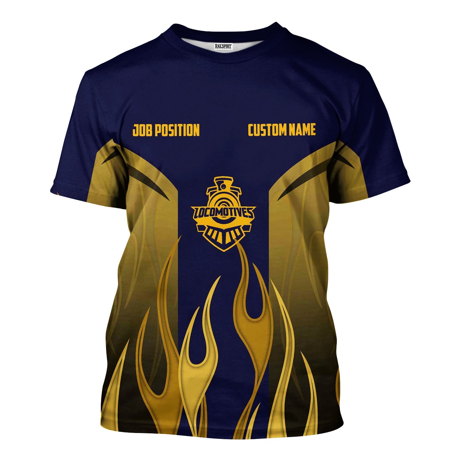 Railspirit Custom Name and Job Title Chesapeake and Ohio Railway T-Shirt Flame Graphic C&O Train Shirt