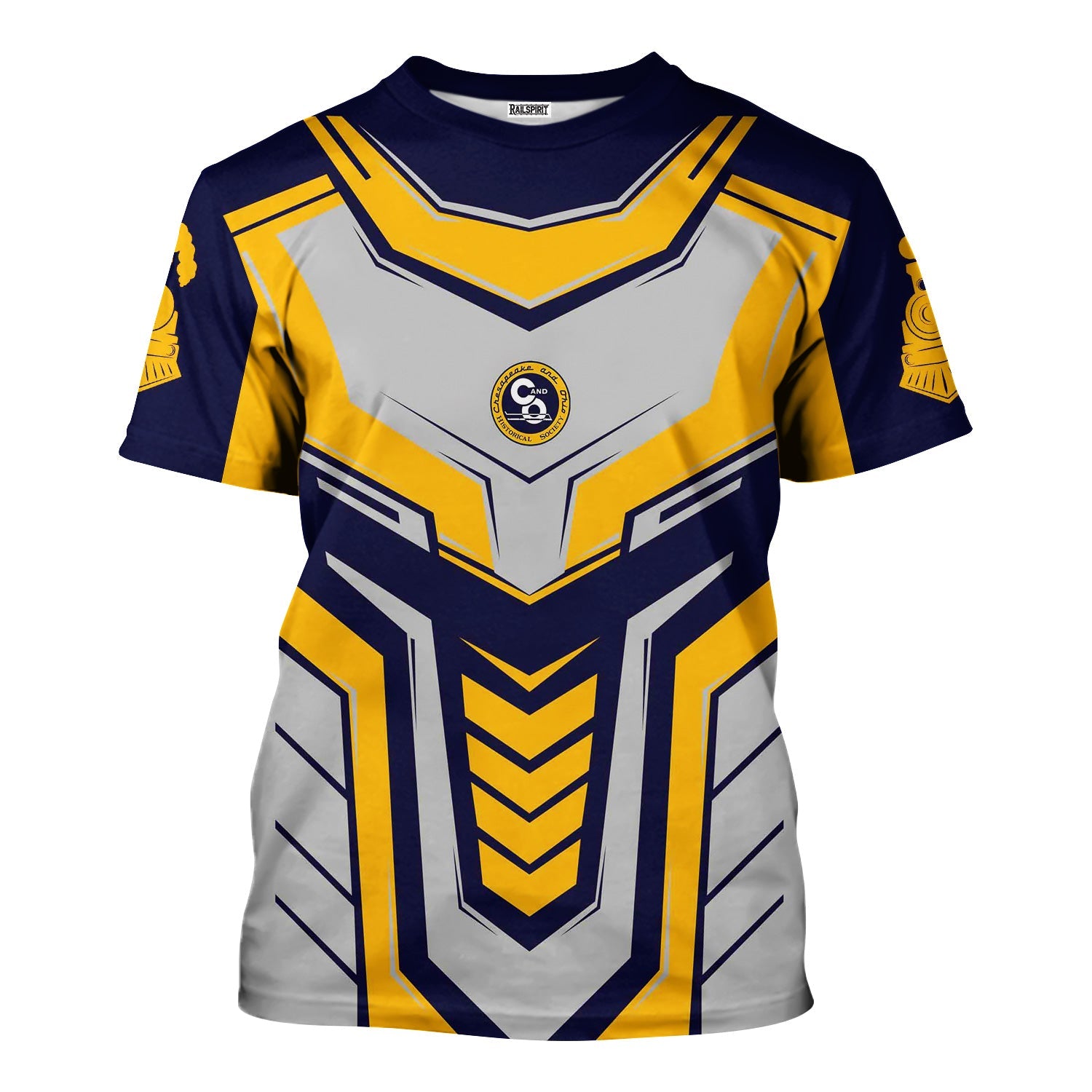 Railspirit Personalized Chesapeake and Ohio Railway T-Shirt Armor-Inspired Design C&O Train Shirt All Over Print