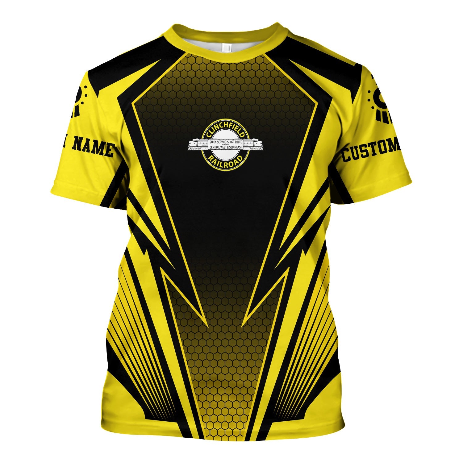 Railspirit Personalized Clinchfield Railroad T-Shirt Lightning Graphic Style Shirt Gift Idea For Train Lover