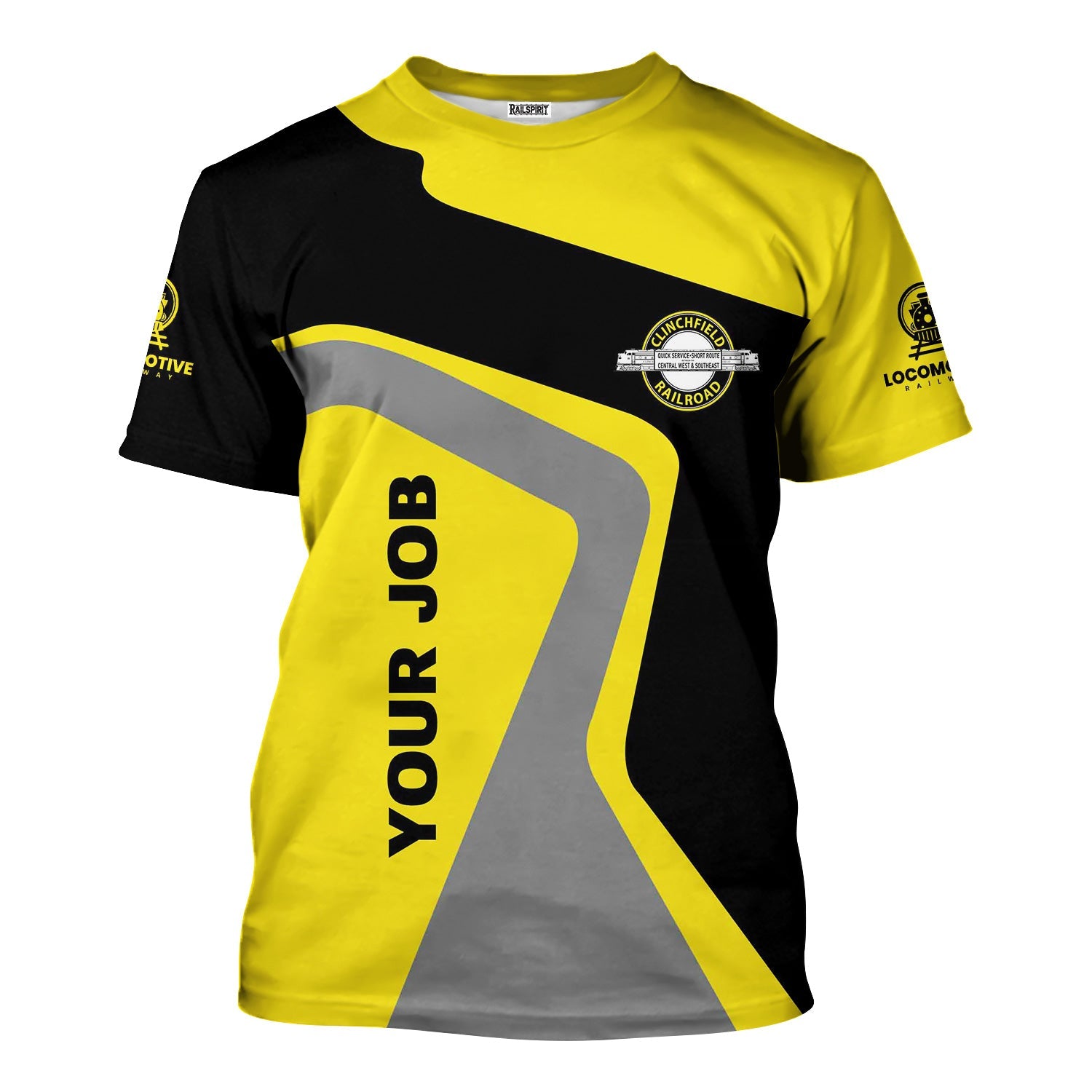 Railspirit Personalized Clinchfield Railroad T-Shirt Unique Design with Custom Job Position Train Shirt