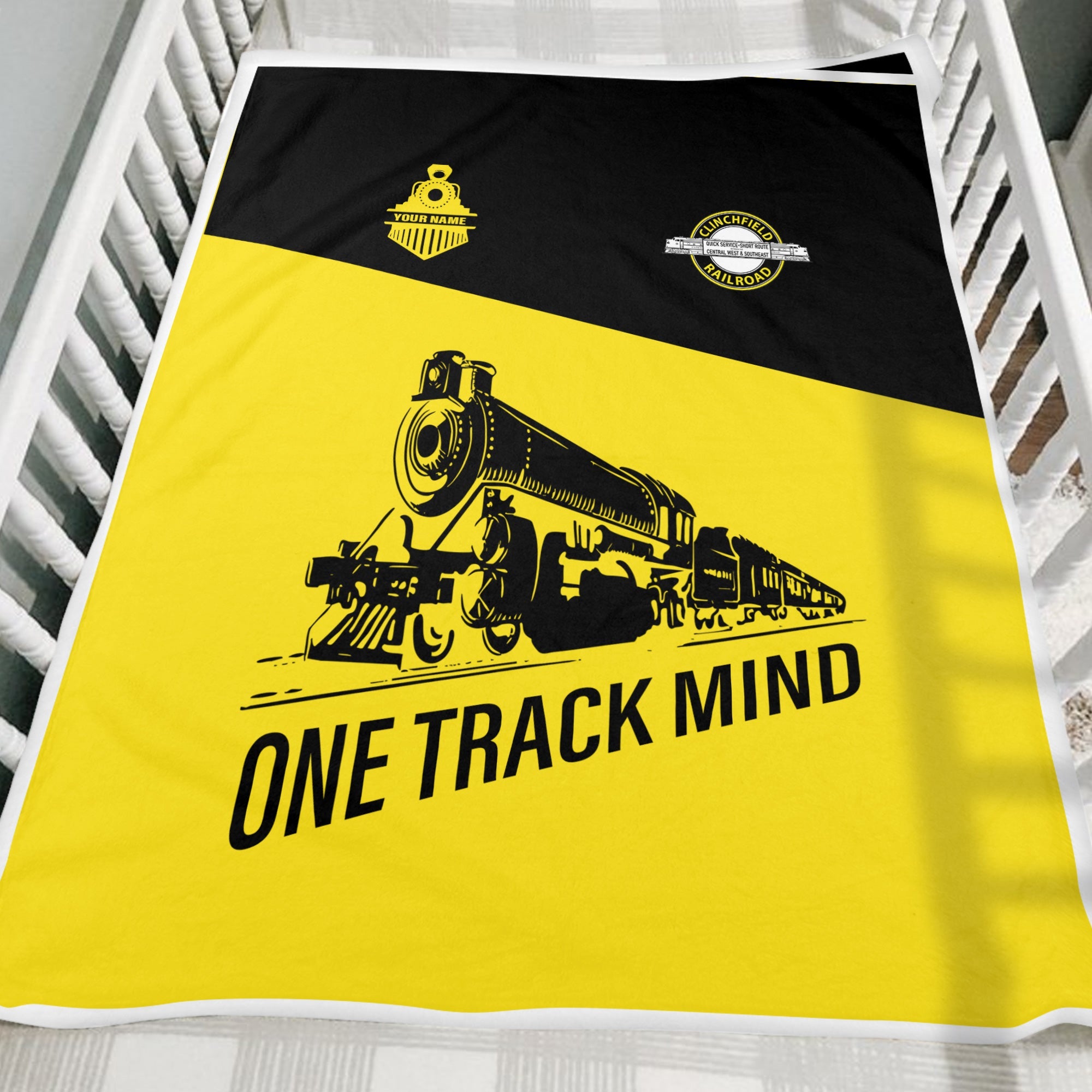 Railspirit Personalized Clinchfield Railroad Blanket One Track Mind Train Blanket Gift Idea For Train Lover