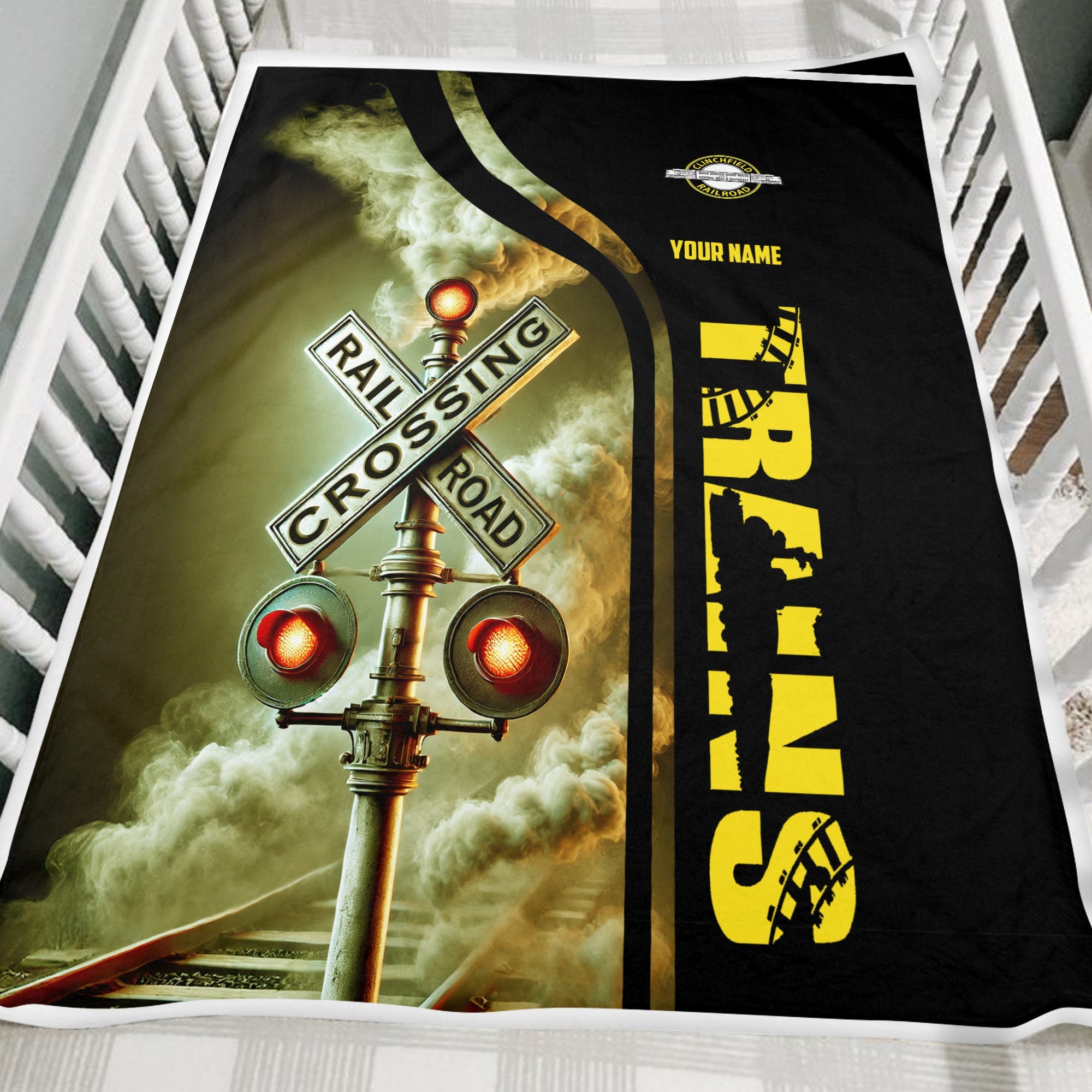 Railspirit Personalized Clinchfield Railroad Blanket Railroad Crossing Sign Blanket All Over Print