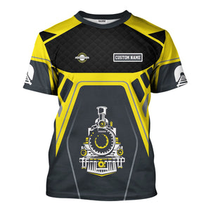 Railspirit Personalized Clinchfield Railroad T-Shirt Steam Locomotive Engine Graphic Train Shirt All Over Print