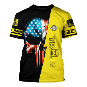 Railspirit Personalized Clinchfield Railroad T-Shirt Train Skull American Flag Shirt All Over Print