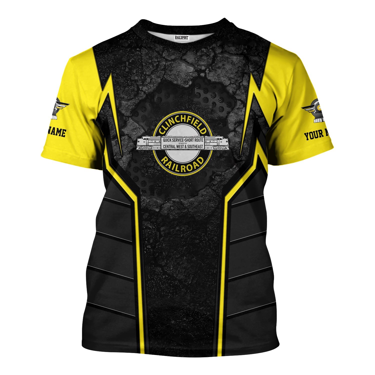 Railspirit Personalized Clinchfield Railroad T-Shirt Cracked Metal Design Train Shirt for Rail Enthusiasts