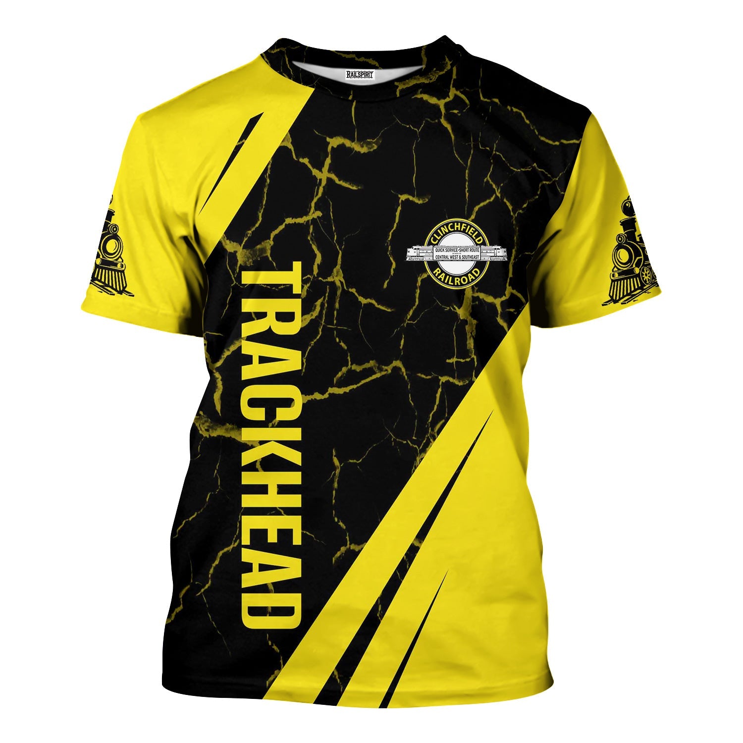 Railspirit Personalized Clinchfield Railroad T-Shirt Crackle Texture Style Shirt For Trackhead