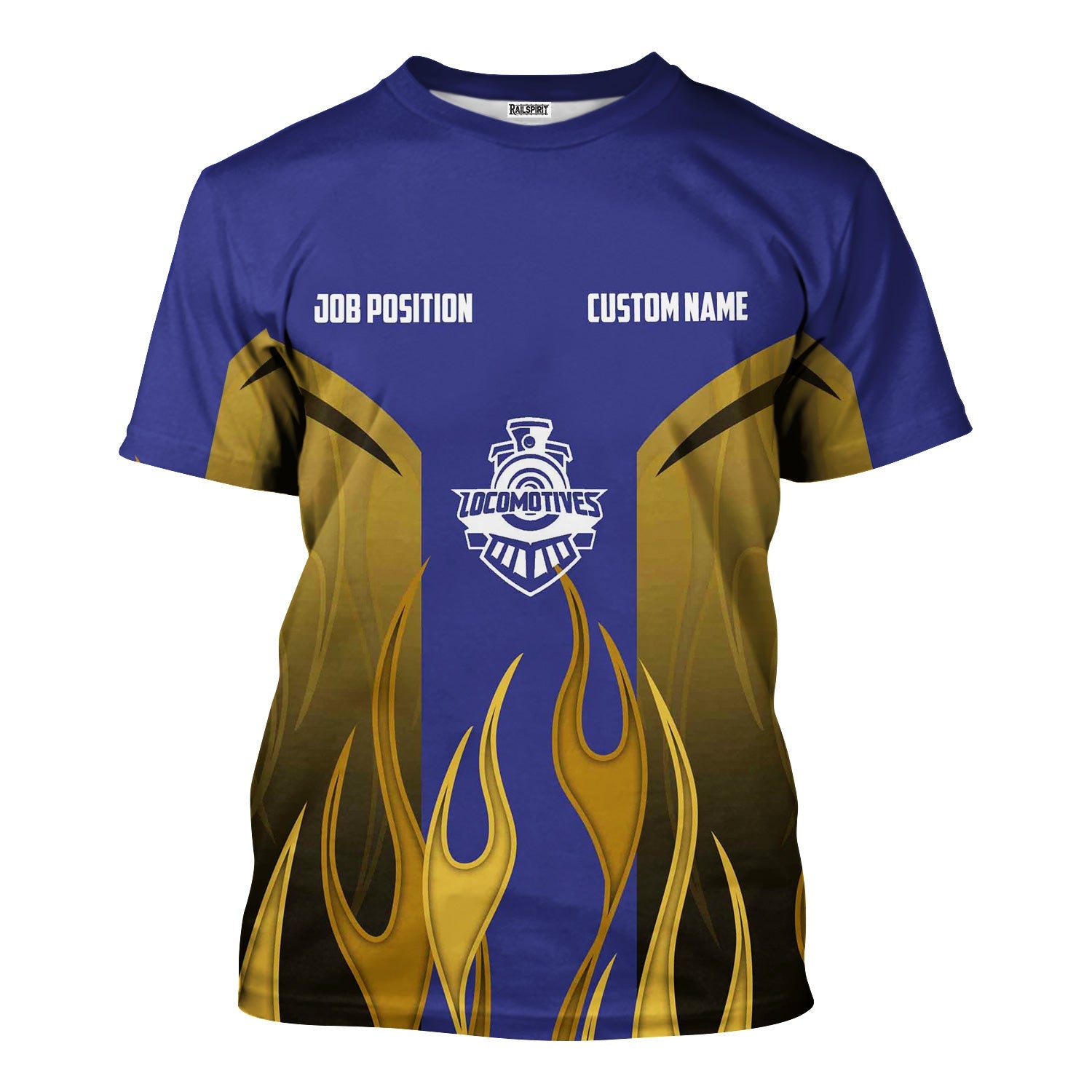 Railspirit Custom Name and Job Title New York, Chicago and St. Louis Railroad T-Shirt Flame Graphic Nickel Plate Road Train Shirt