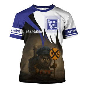 Railspirit Personalized New York, Chicago and St. Louis Railroad T-Shirt Angry Train Nickel Plate Road T-Shirt Gift Idea For Train Lover