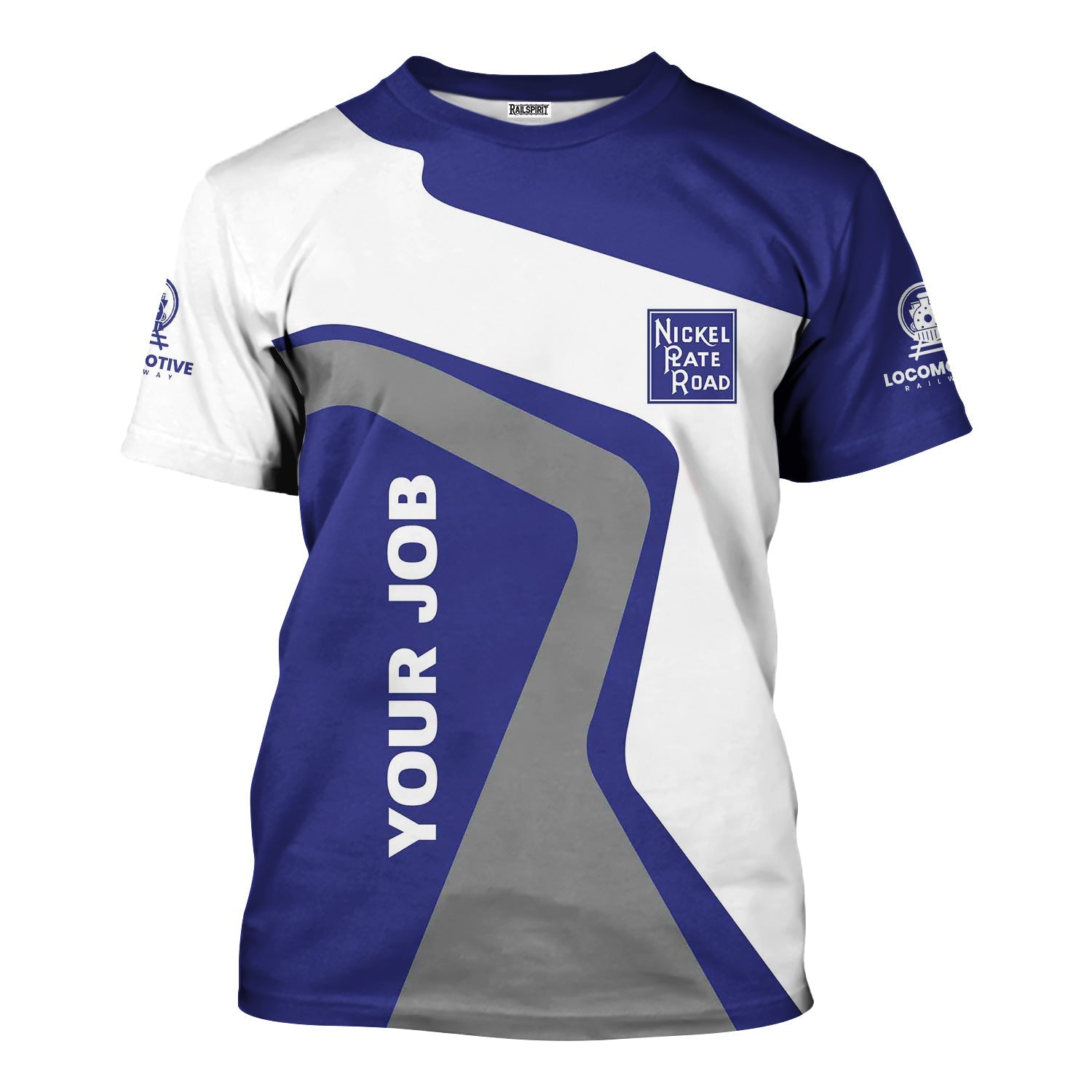 Railspirit Personalized New York, Chicago and St. Louis Railroad T-Shirt Unique Design with Custom Job Position Nickel Plate Road Train Shirt