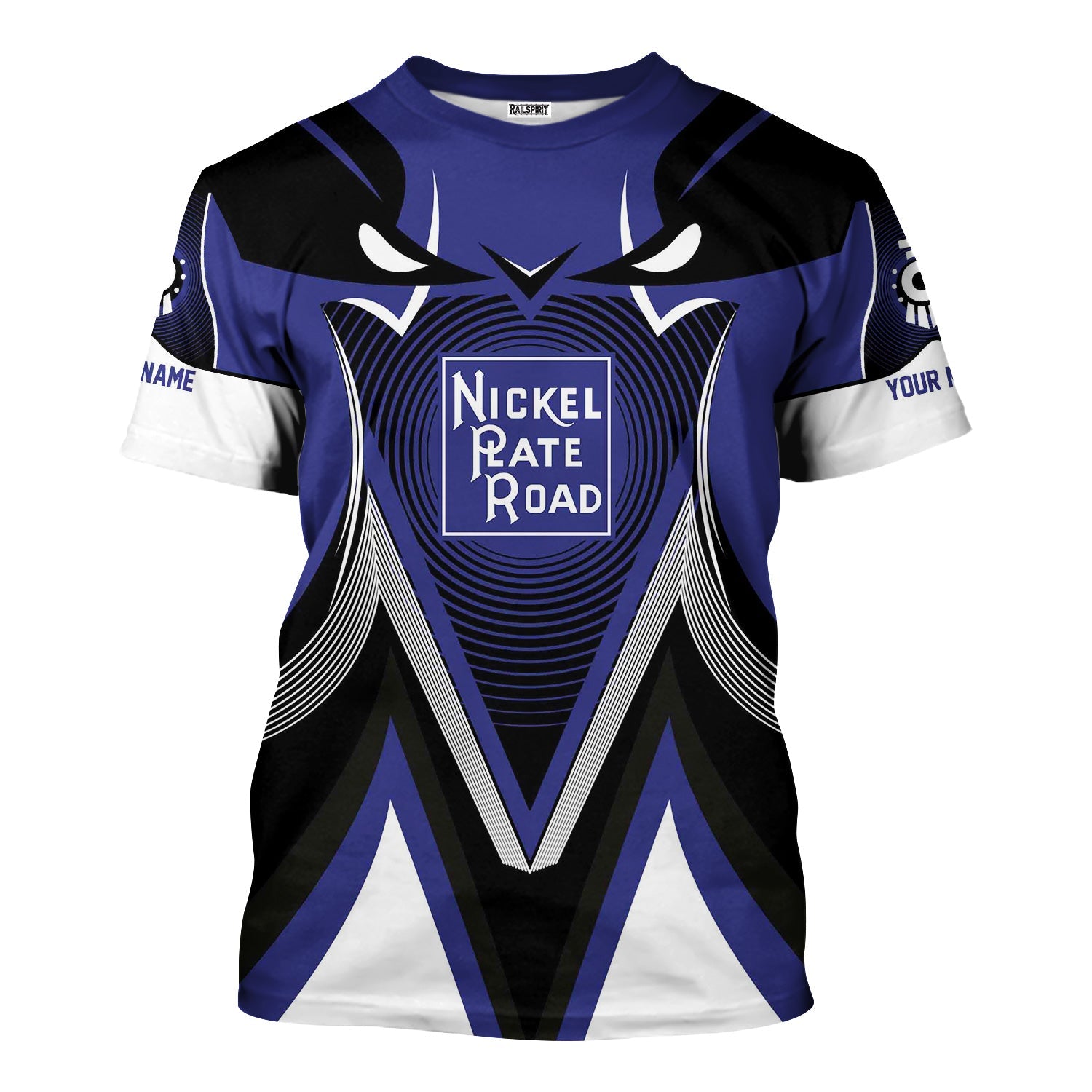 Railspirit Personalized New York, Chicago and St. Louis Railroad T-Shirt Vibrant Graphic Pattern Nickel Plate Road Shirt For Train Enthusiasts