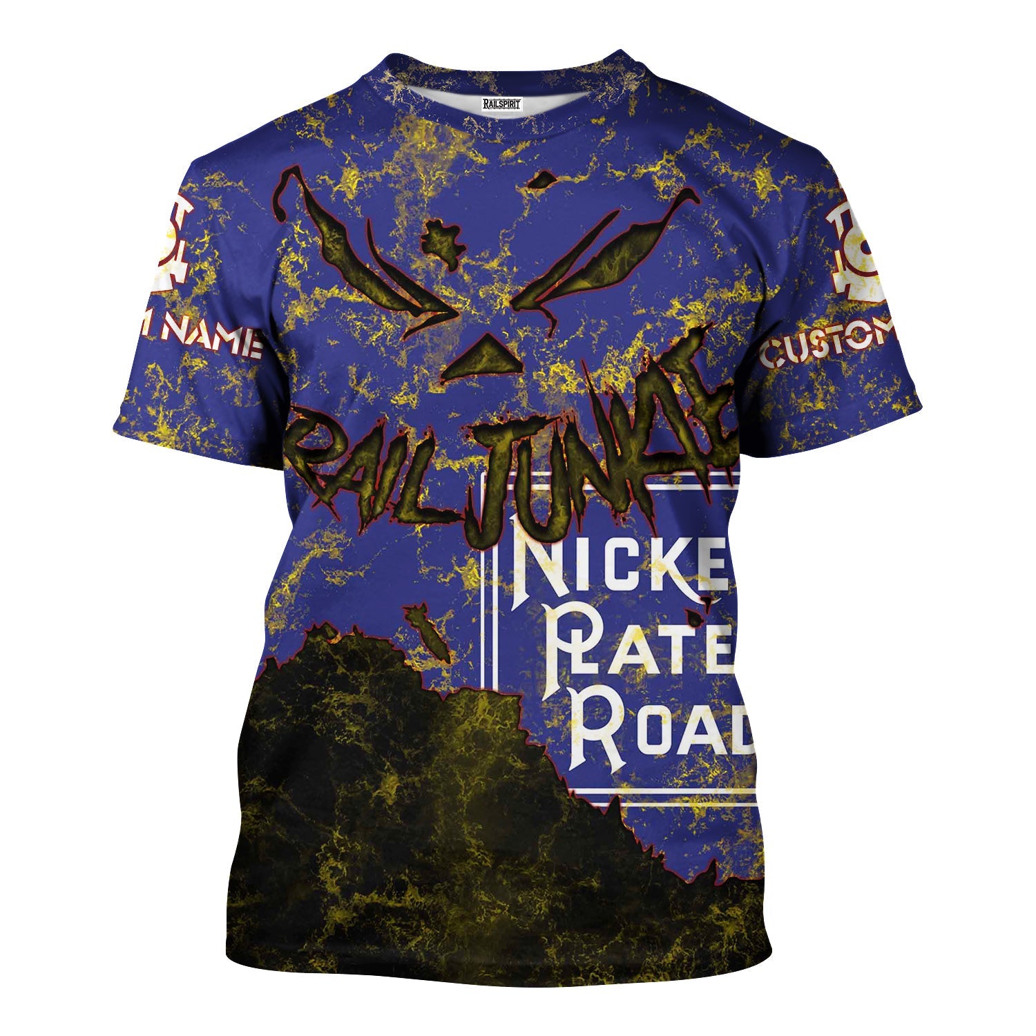 Railspirit Personalized New York, Chicago and St. Louis Railroad T-Shirt Torn Graphic Style Nickel Plate Road Train Shirt For Rail Junkie