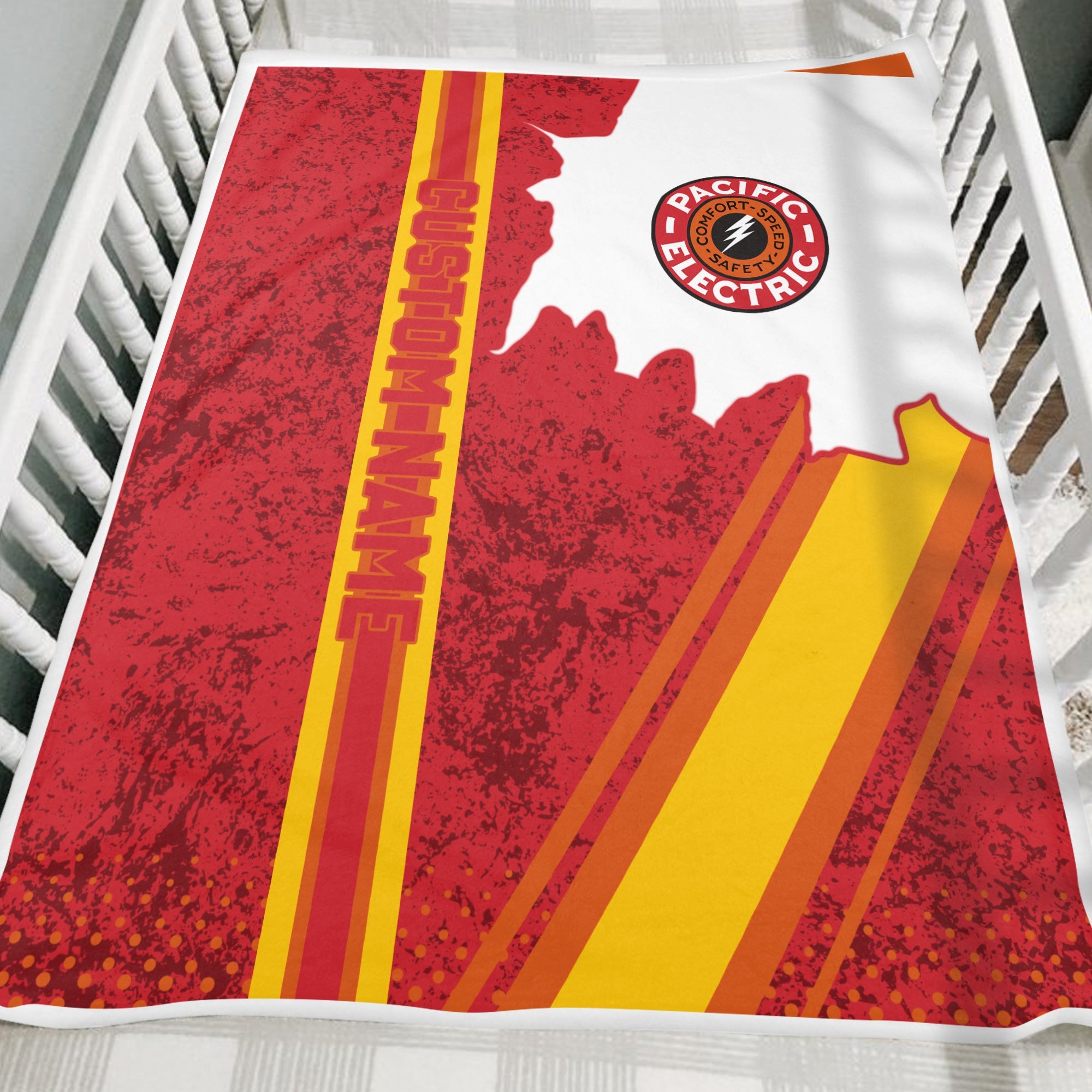 Railspirit Personalized Pacific Electric Railroad Blanket Vintage All Over Printed Blanket