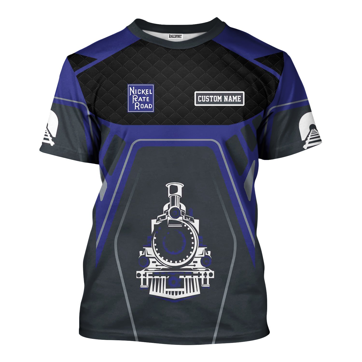 Railspirit Personalized New York, Chicago and St. Louis Railroad T-Shirt Steam Locomotive Engine Graphic Nickel Plate Road Train Shirt All Over Print