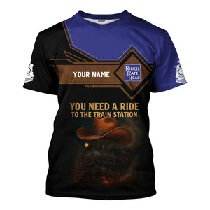 Railspirit Personalized New York, Chicago and St. Louis Railroad T-Shirt You Need A Ride To The Train Station Nickel Plate Road Shirt