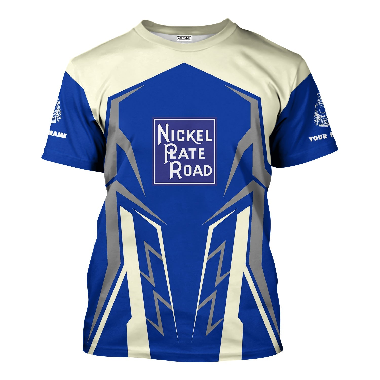 Railspirit Personalized New York, Chicago and St. Louis Railroad T-Shirt Futuristic Design with Custom Job Nickel Plate Road Train Shirt