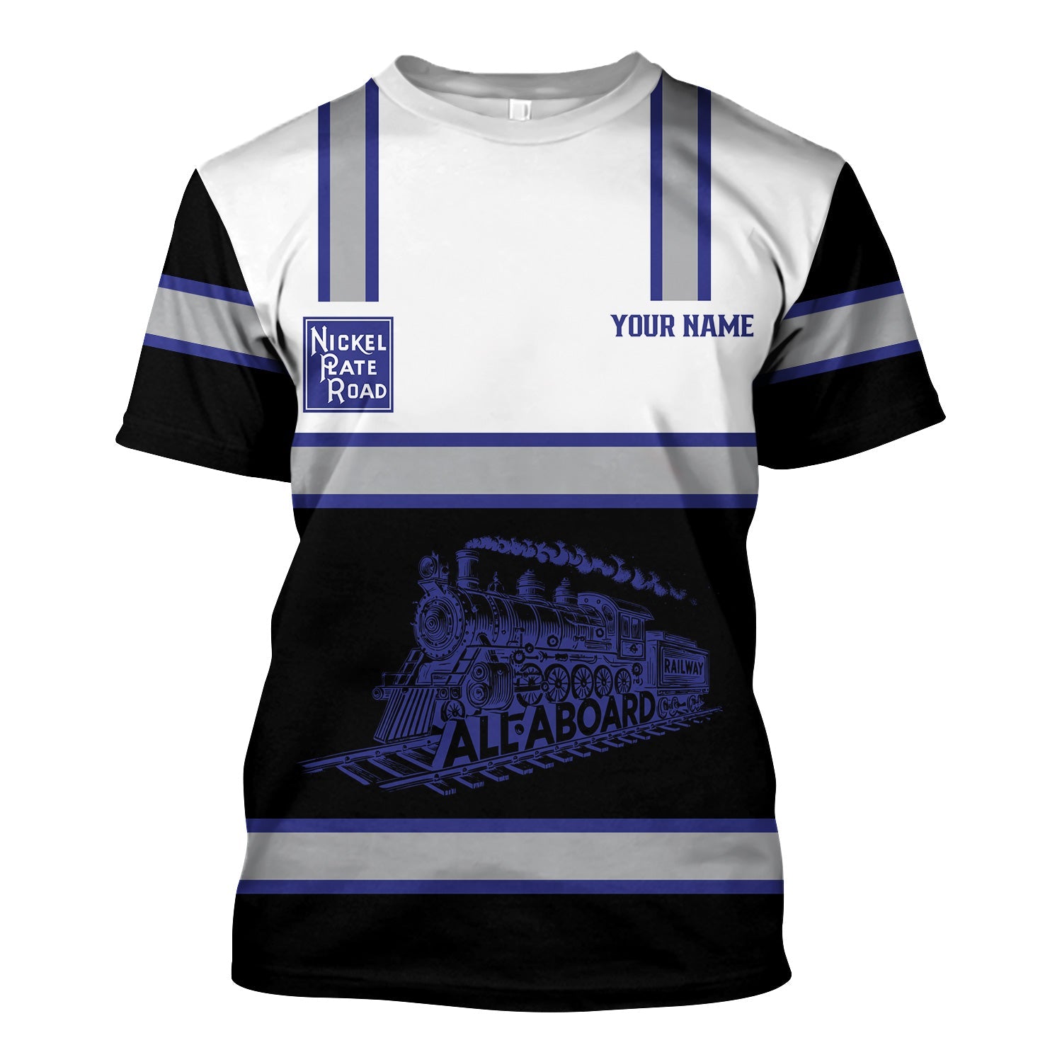 Railspirit Custom Name New York, Chicago and St. Louis Railroad T Shirt Eat Train Sleep Repeat Nickel Plate Road Printed Train Shirt