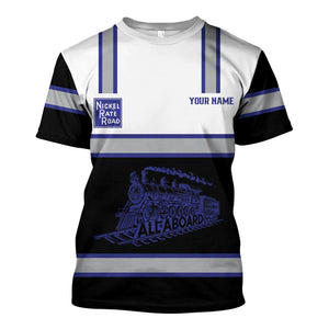 Railspirit Custom Name New York, Chicago and St. Louis Railroad T Shirt Eat Train Sleep Repeat Nickel Plate Road Printed Train Shirt