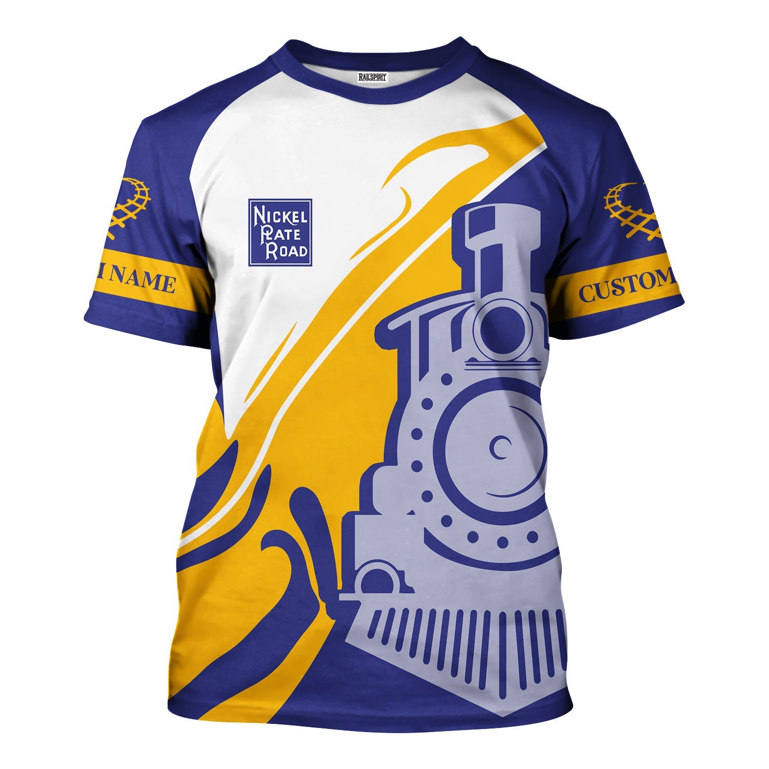 Railspirit Personalized New York, Chicago and St. Louis Railroad T-Shirt Flame-Inspired Style Nickel Plate Road Shirt Gift Idea For Train Lovers