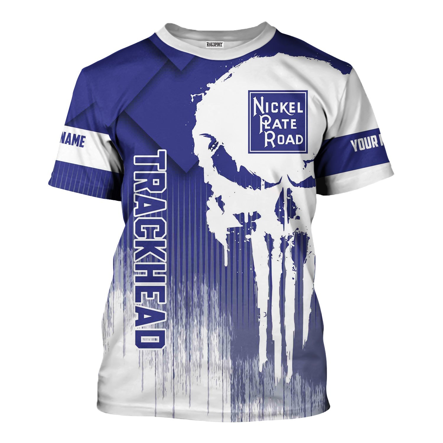 Railspirit Personalized New York, Chicago and St. Louis Railroad T-Shirt Skull Design with Custom Job Nickel Plate Road Train Shirt