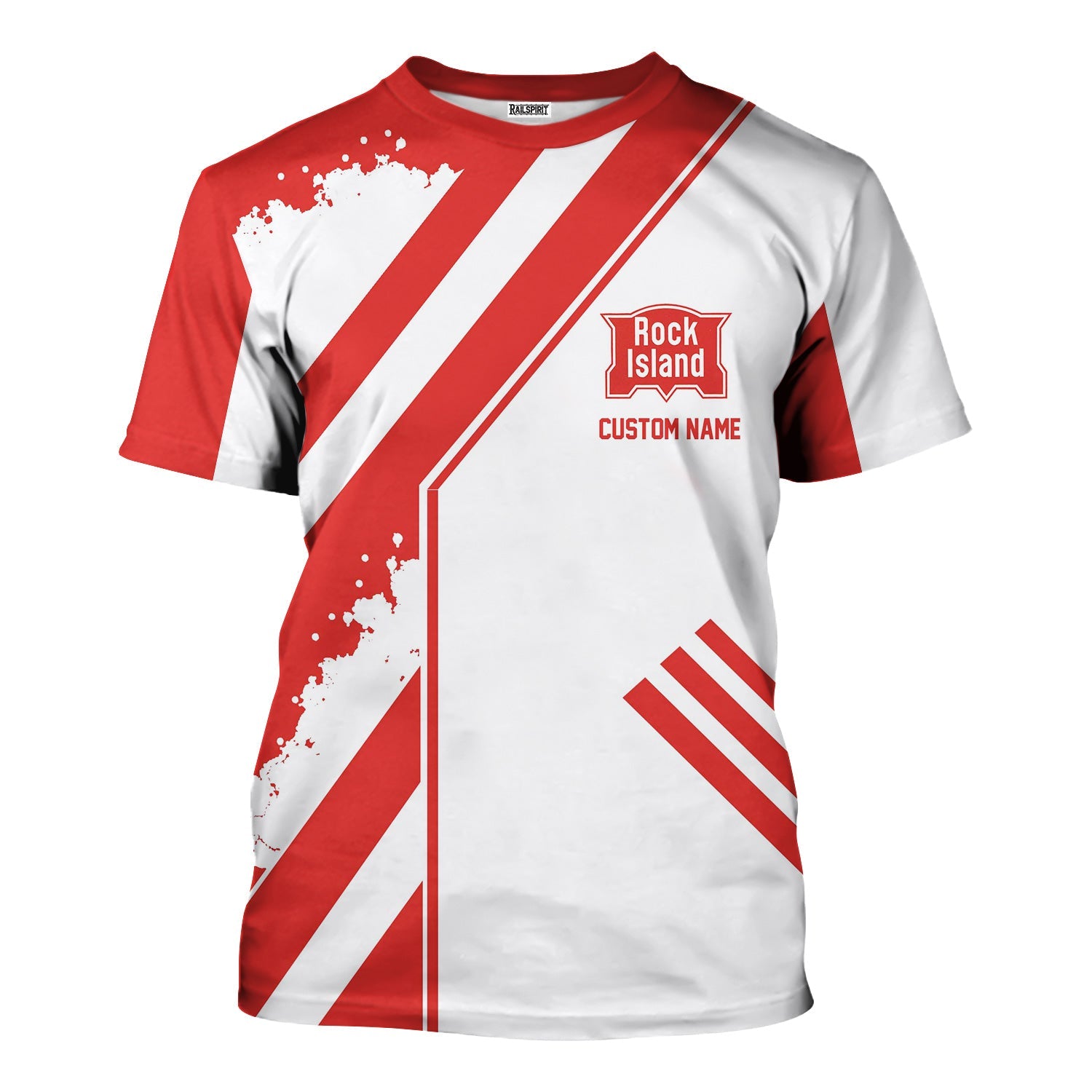 Railspirit Personalized Chicago, Rock Island and Pacific Railroad T-Shirt Locomotive Design Rock Island Railroad Train Shirt for Train Enthusiast