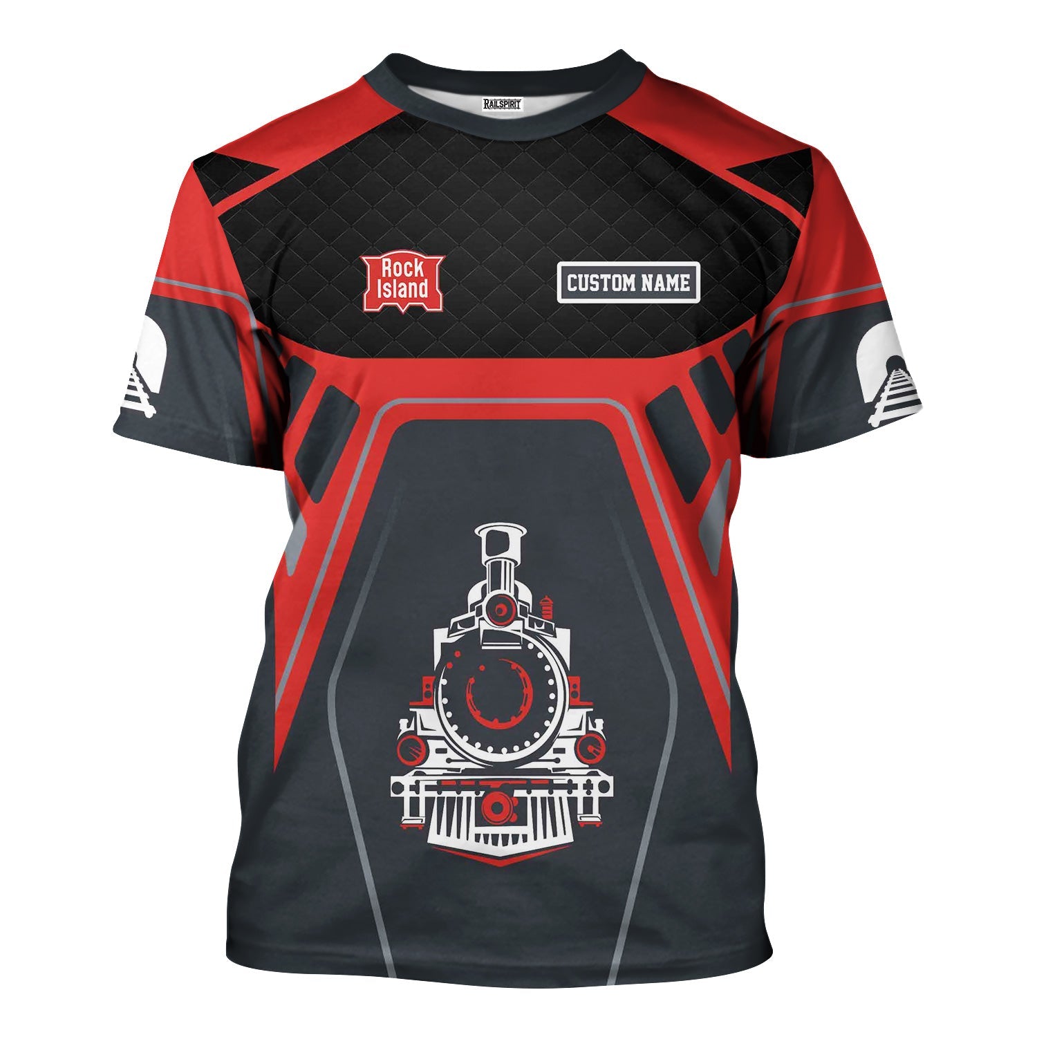 Railspirit Personalized Chicago, Rock Island and Pacific Railroad T-Shirt Steam Locomotive Engine Graphic Rock Island Railroad Train Shirt