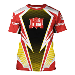 Railspirit Personalized Chicago, Rock Island and Pacific Railroad T-Shirt Lightning Graphic Style Rock Island Railroad Shirt Gift Idea For Train Lover