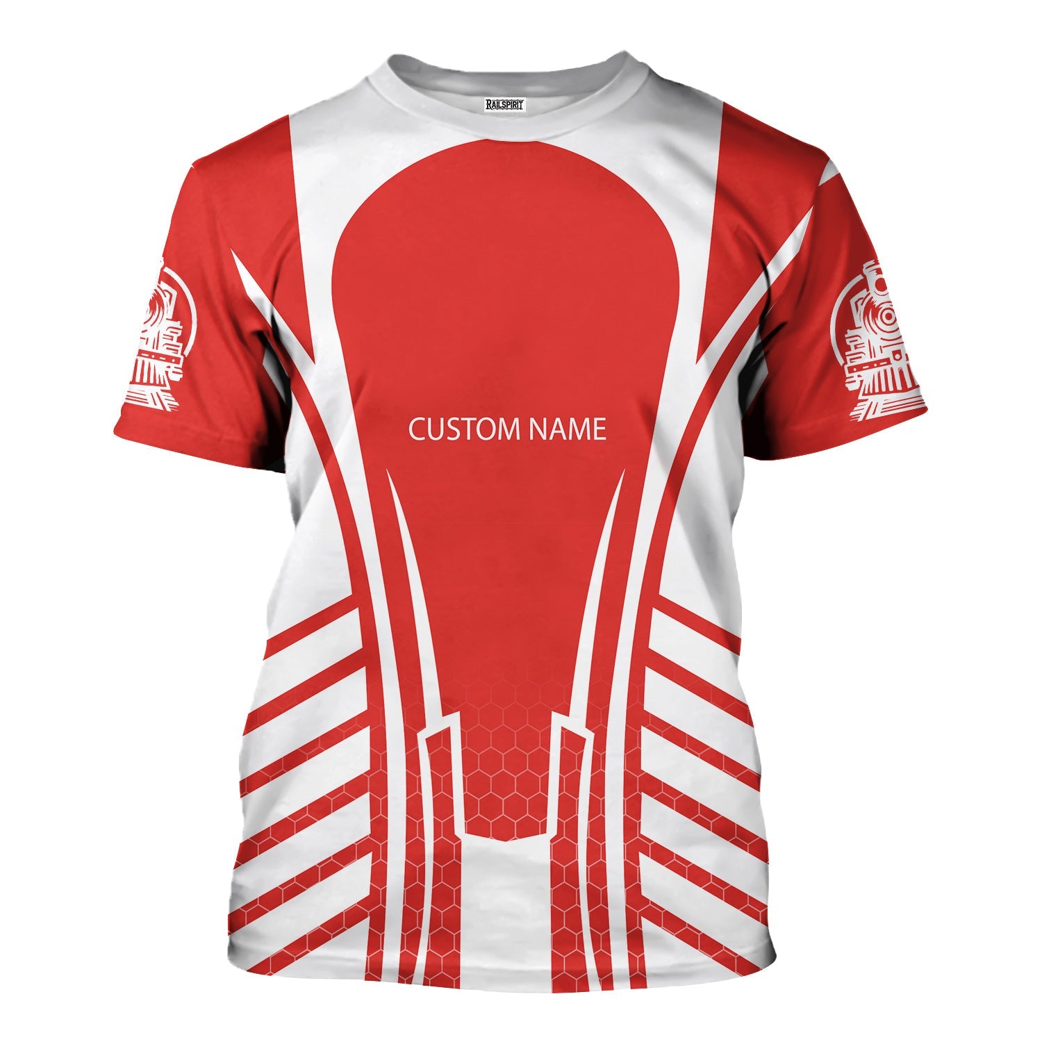 Railspirit Personalized Chicago, Rock Island and Pacific Railroad T-Shirt Striped Railroad Style Rock Island Railroad Train Shirt All Over Print