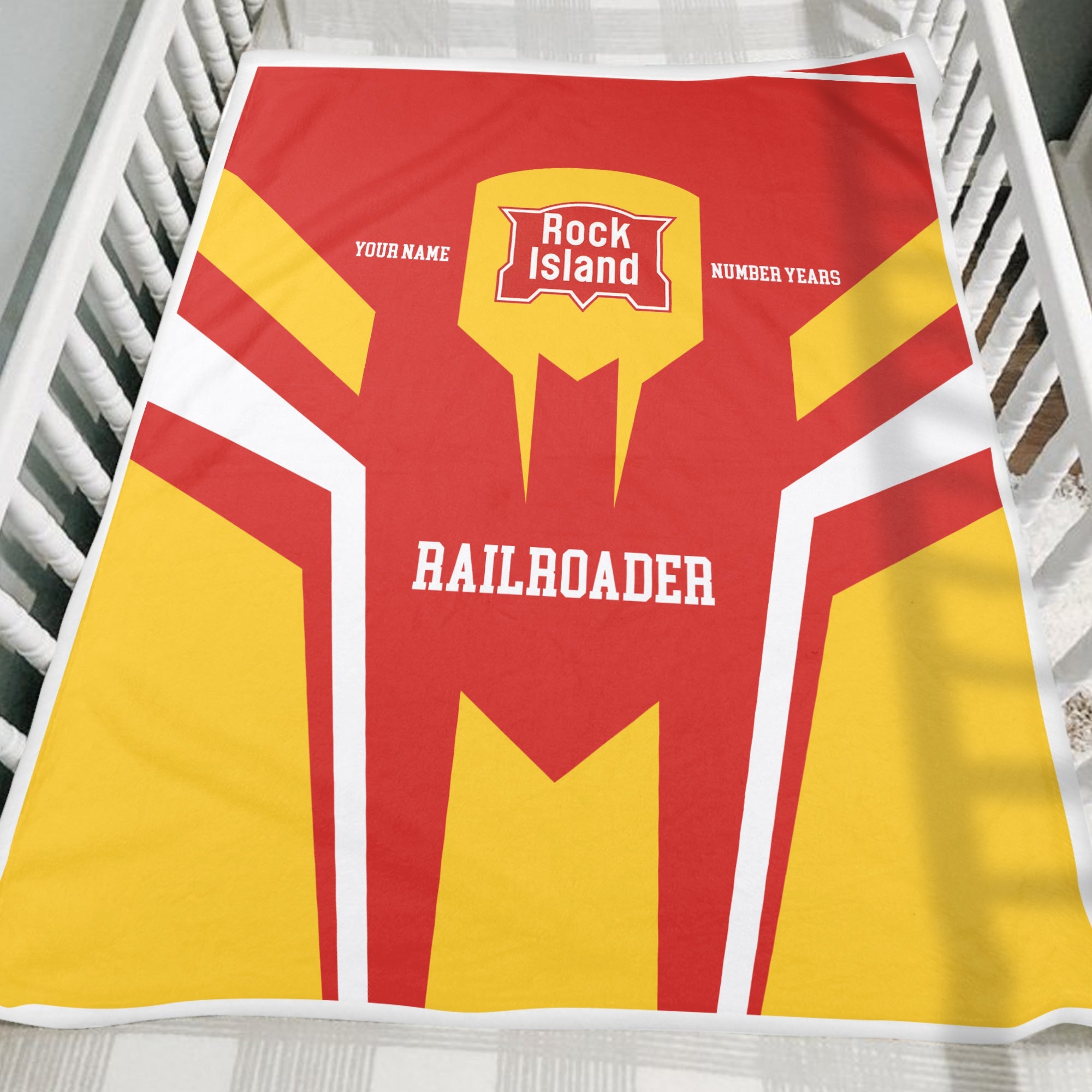 Railspirit Personalized Chicago, Rock Island and Pacific Railroad Blanket Custom Year Railroader Rock Island Railroad Gift Idea