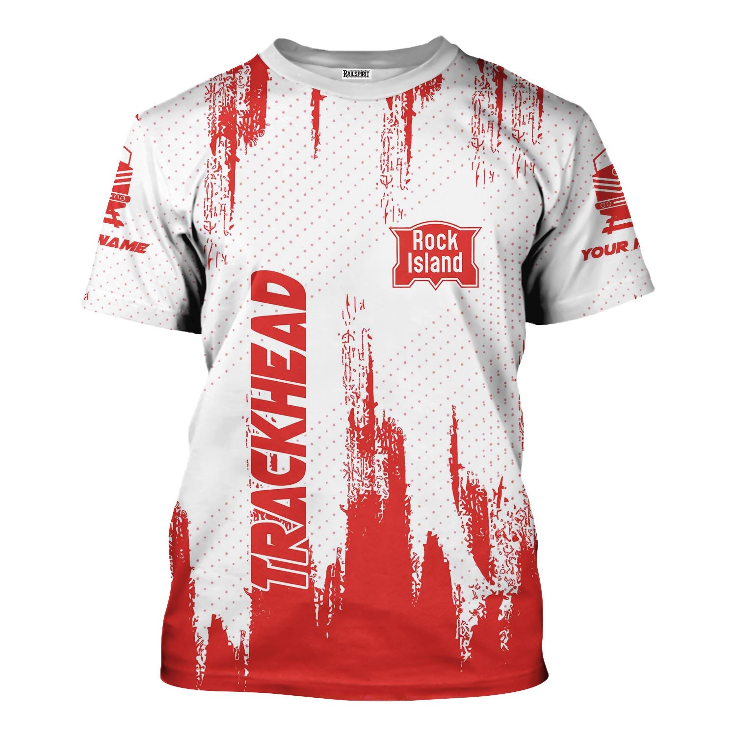 Railspirit Personalized Chicago, Rock Island and Pacific Railroad T-Shirt Paint Impact Design Rock Island Railroad Train Shirt for Trackhead